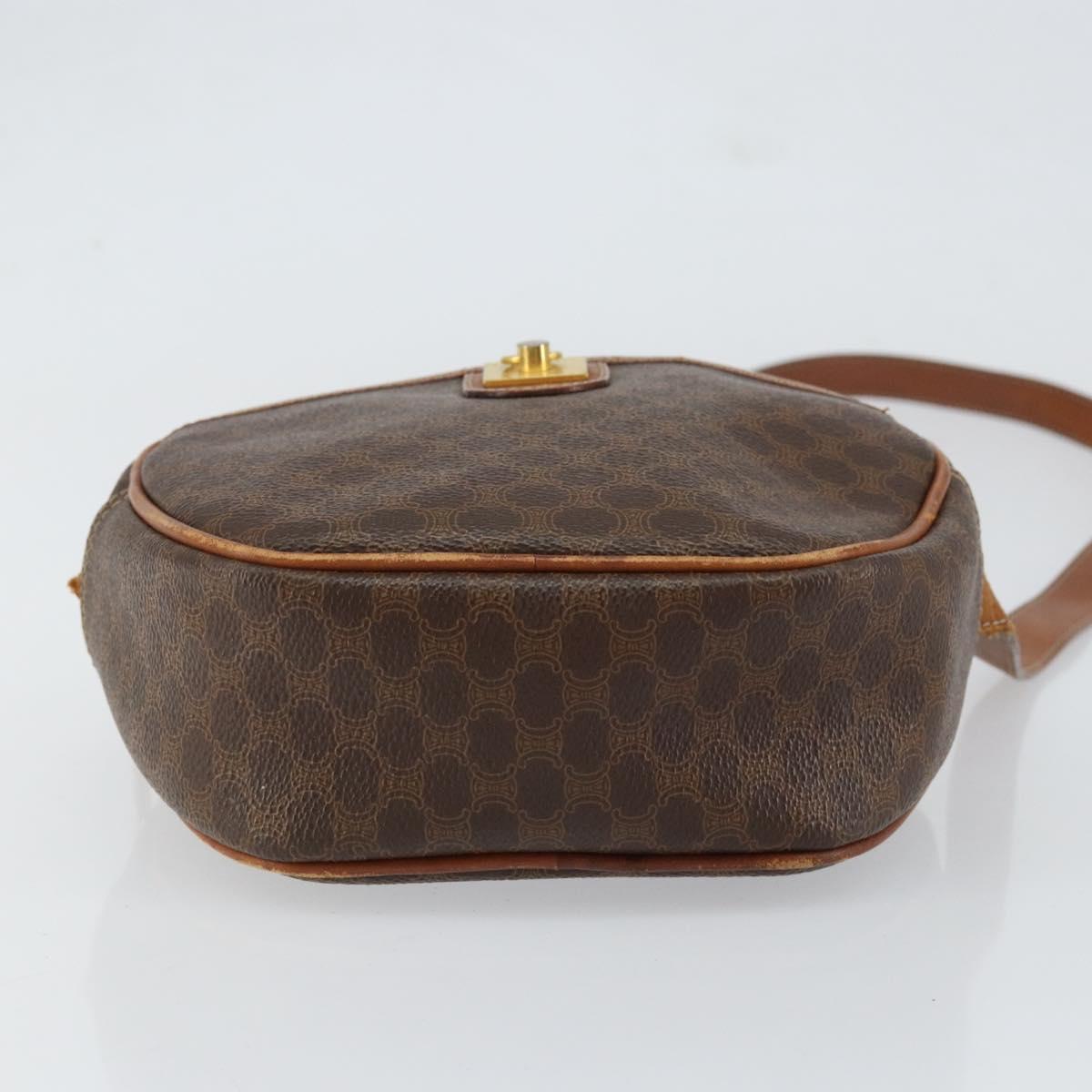 CELINE Macadam Canvas Shoulder Bag PVC Leather Brown Gold