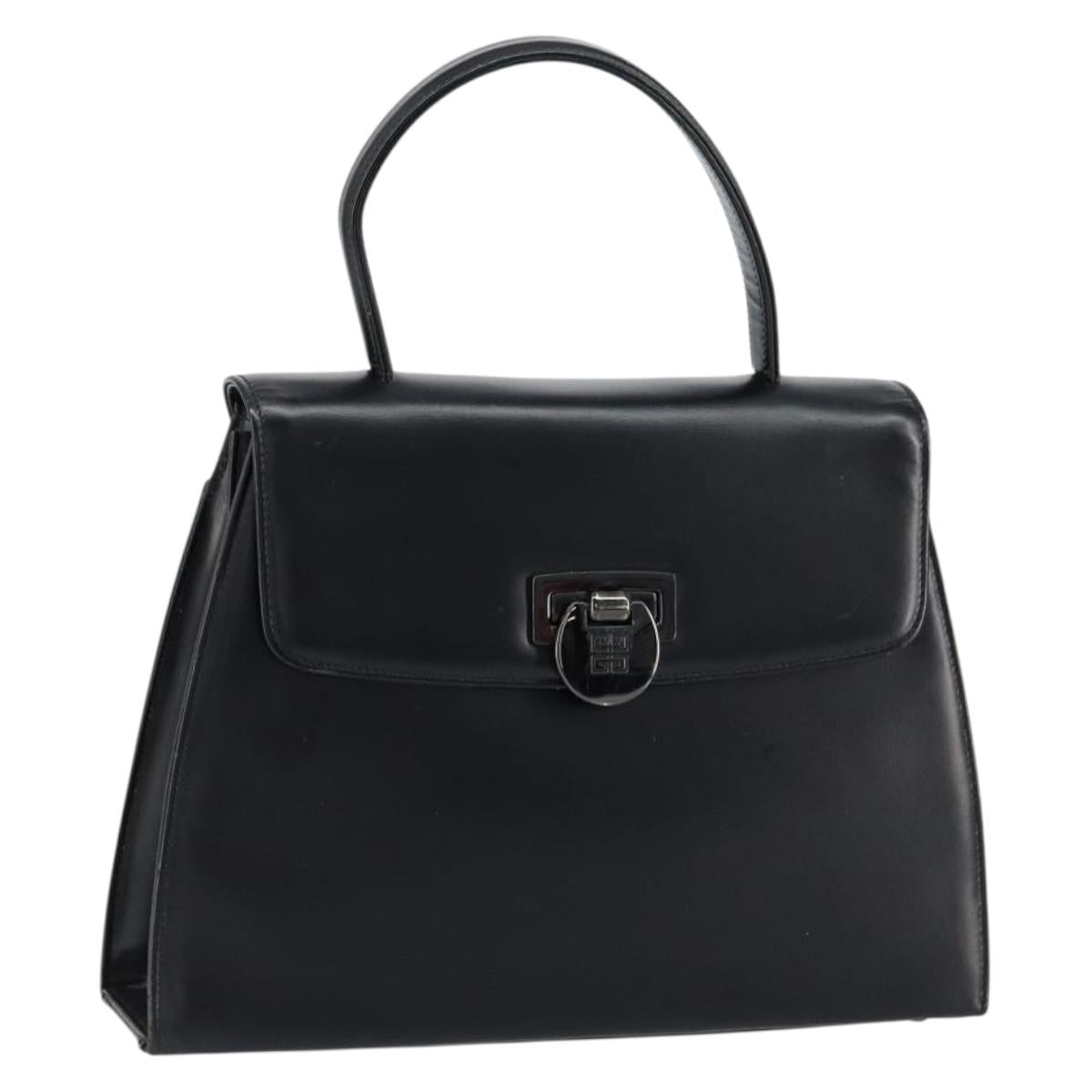 GIVENCHY Hand Bag Leather Black Gold