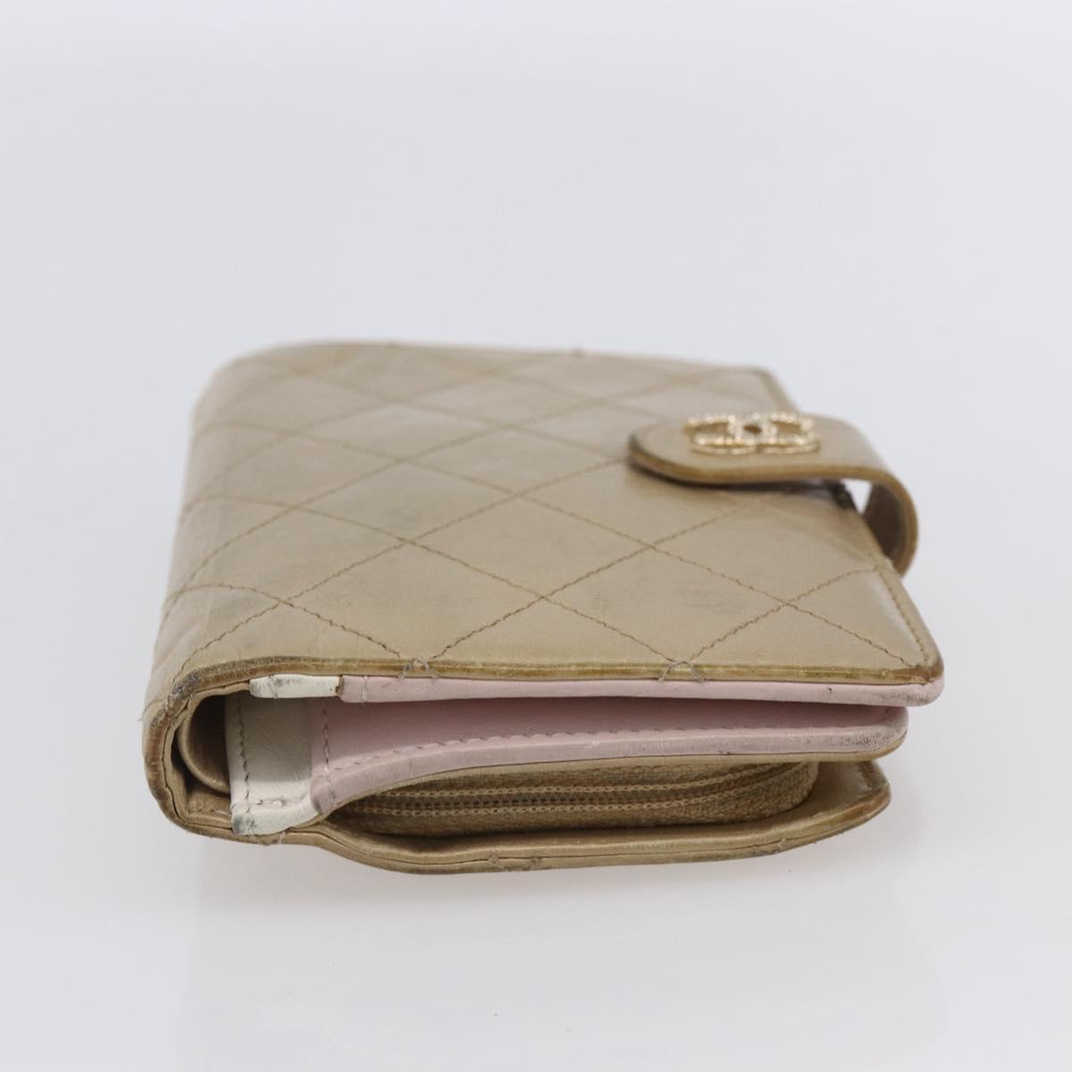 CHANEL Matelasse Compact Wallet Leather Gold CC