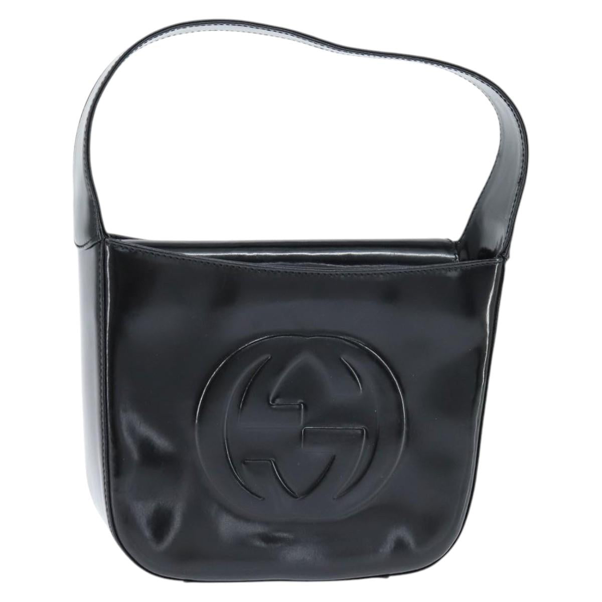 GUCCI Soho Hand Bag Enamel Black Silver