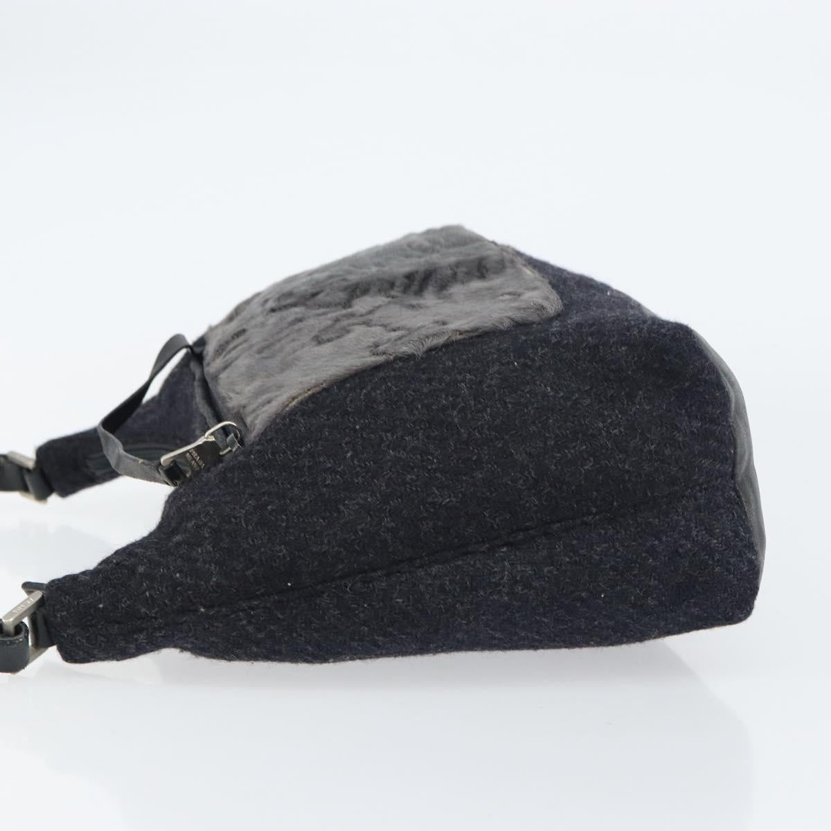 PRADA Shoulder Bag Wool Black Silver