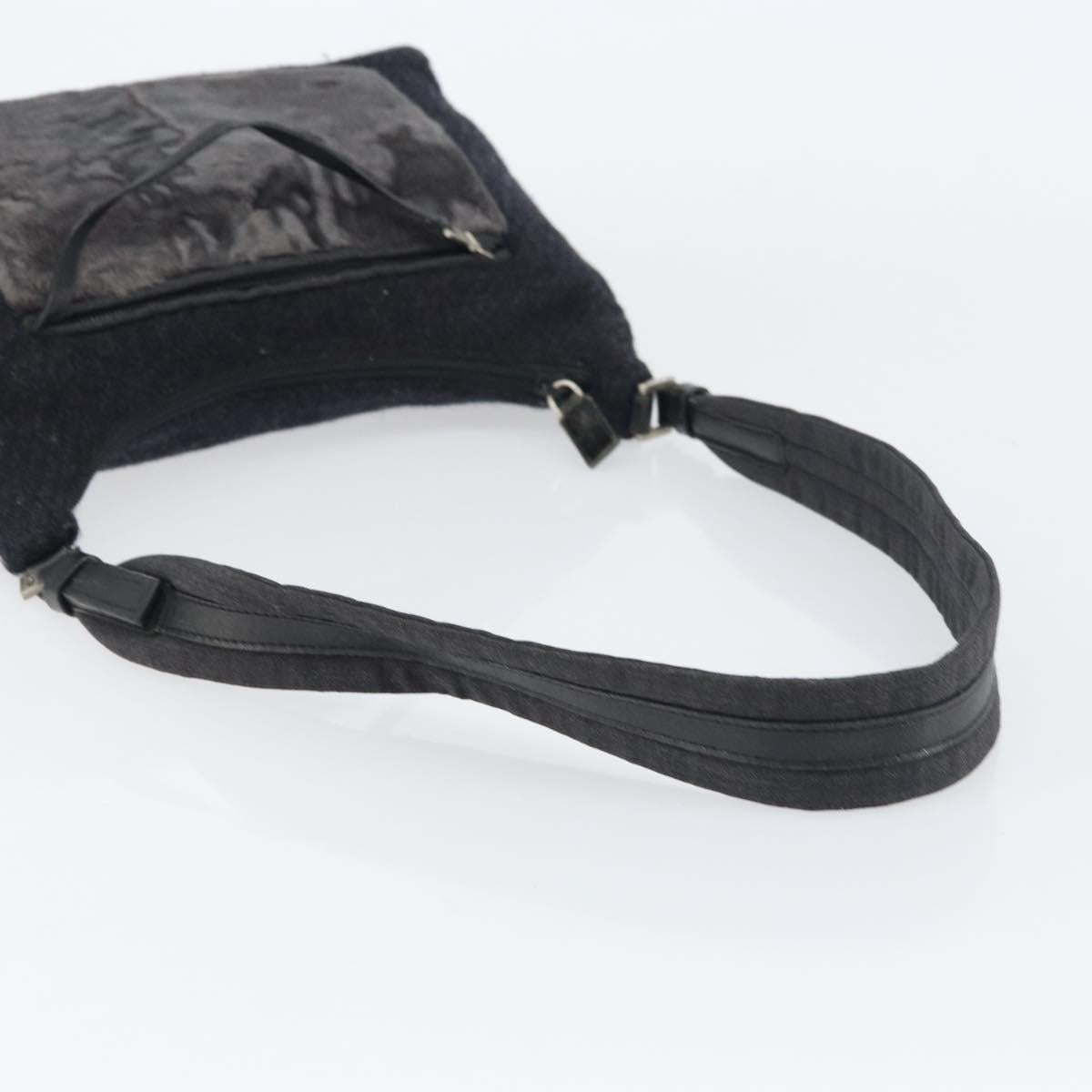 PRADA Shoulder Bag Wool Black Silver
