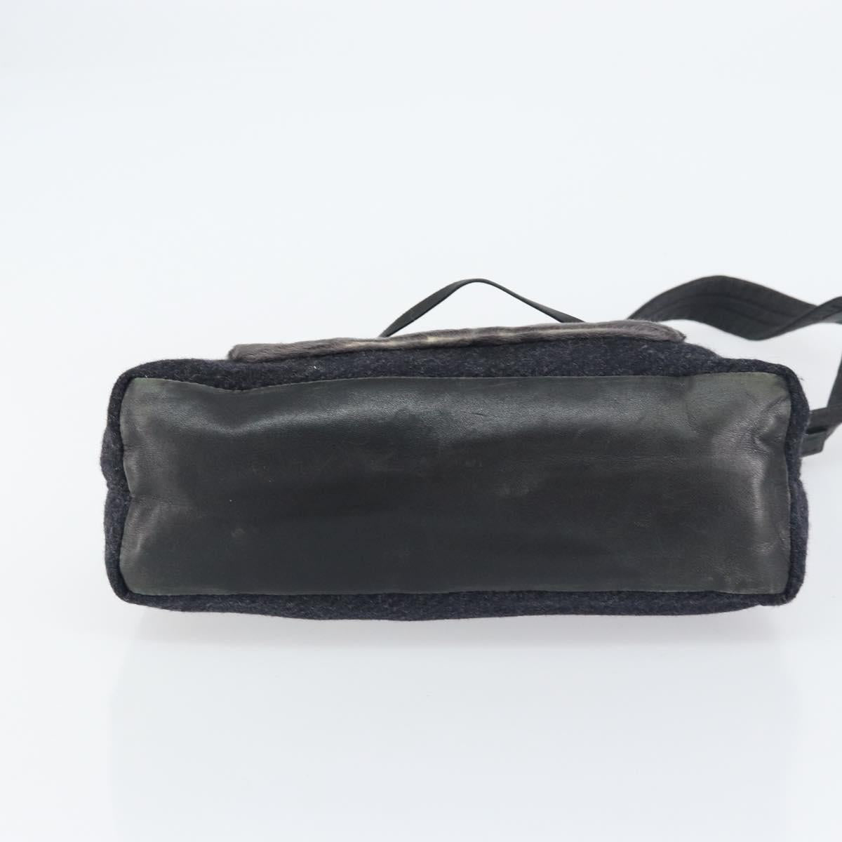 PRADA Shoulder Bag Wool Black Silver