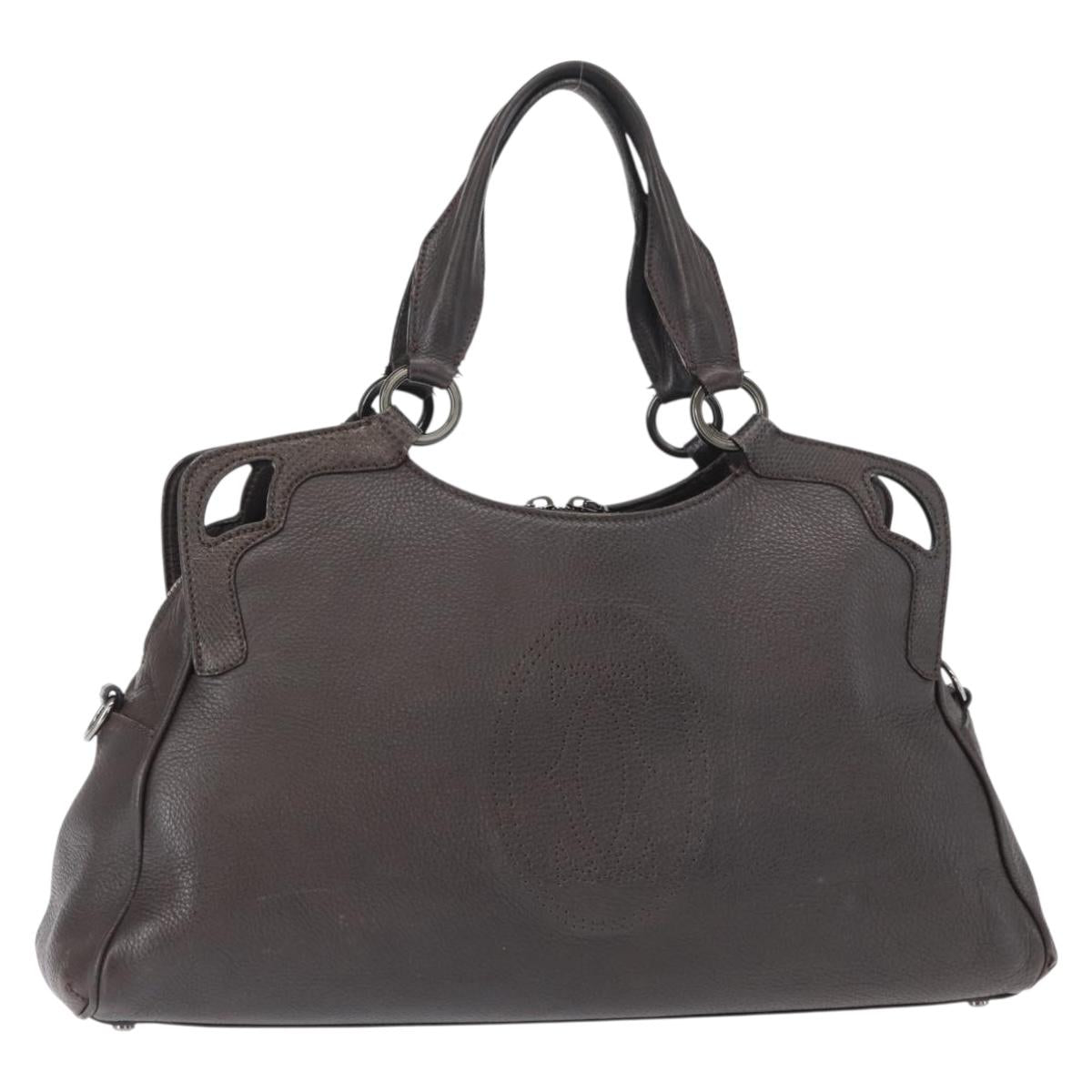 CARTIER Hand Bag Leather Black