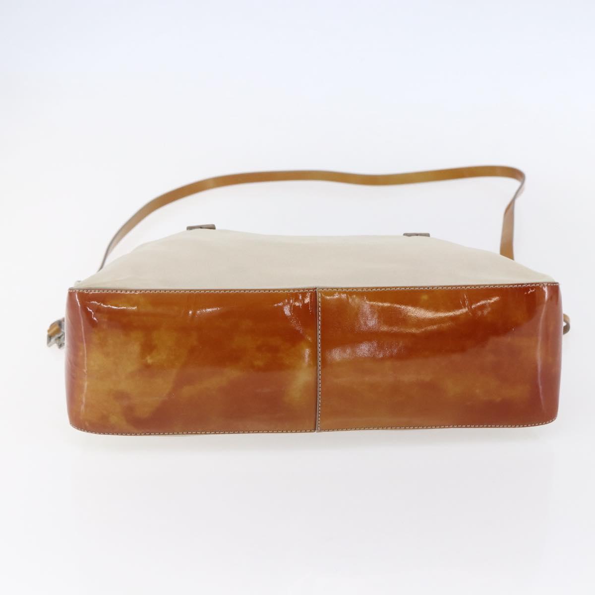 PRADA Hand Bag Nylon Enamel 2way White Silver