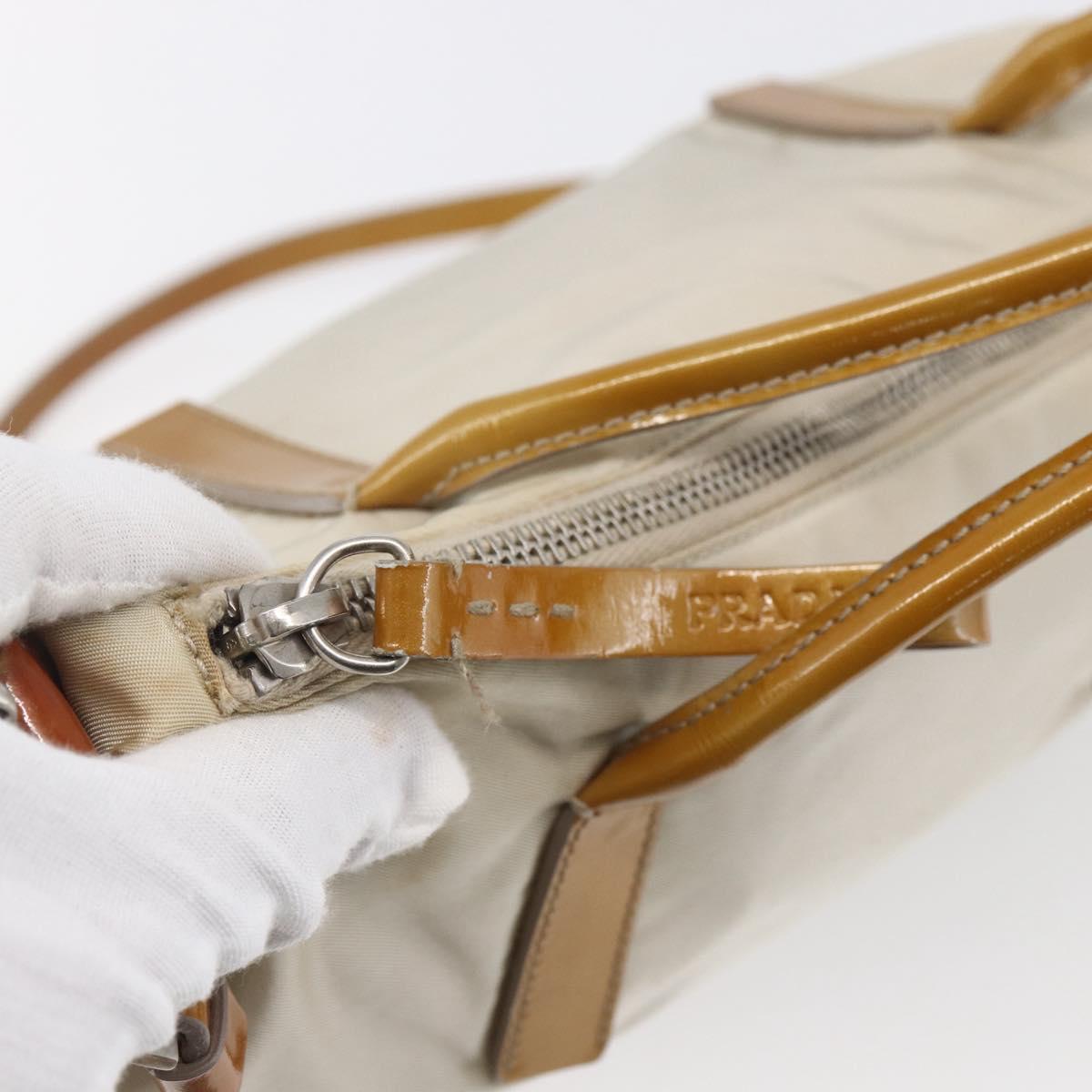 PRADA Hand Bag Nylon Enamel 2way White Silver
