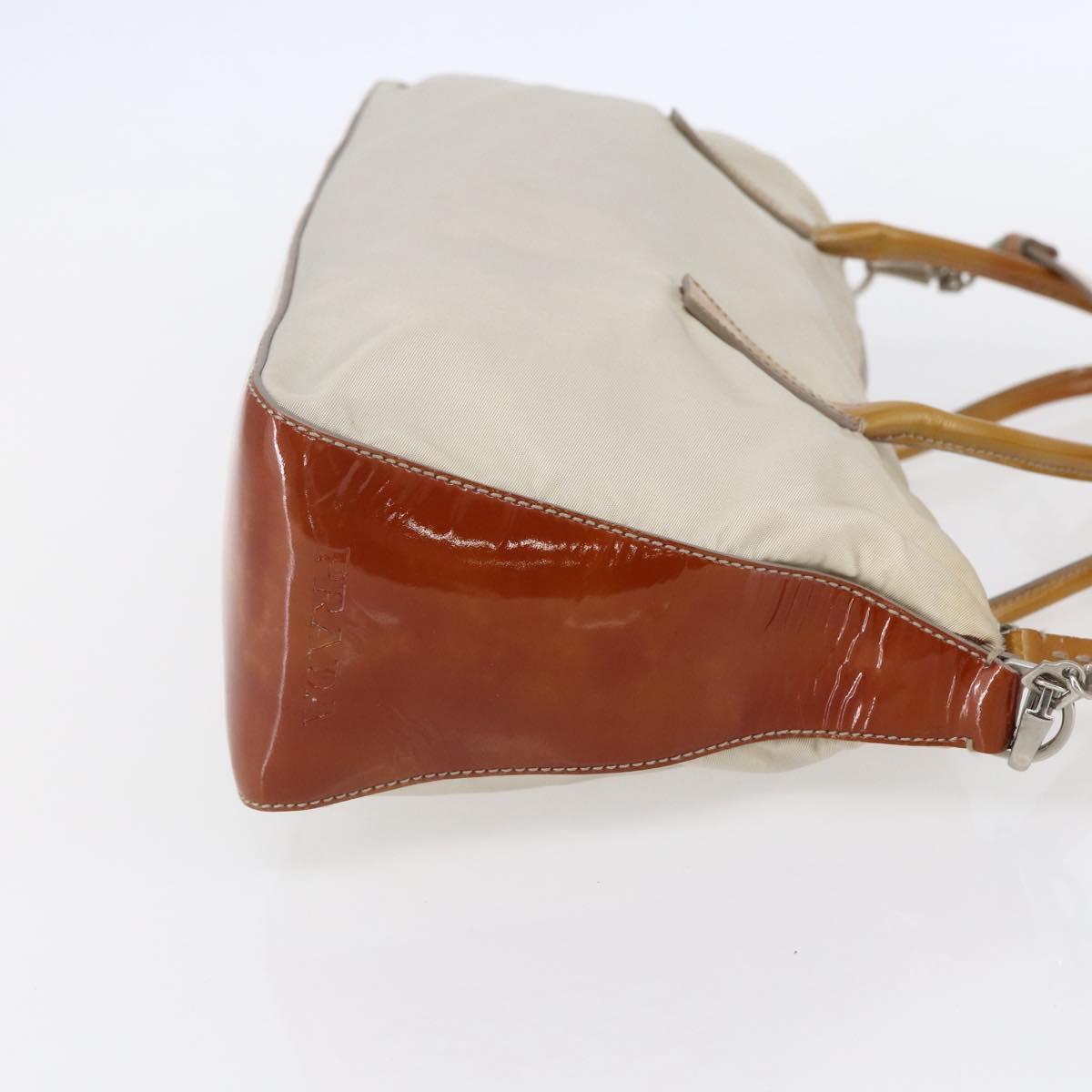 PRADA Hand Bag Nylon Enamel 2way White Silver