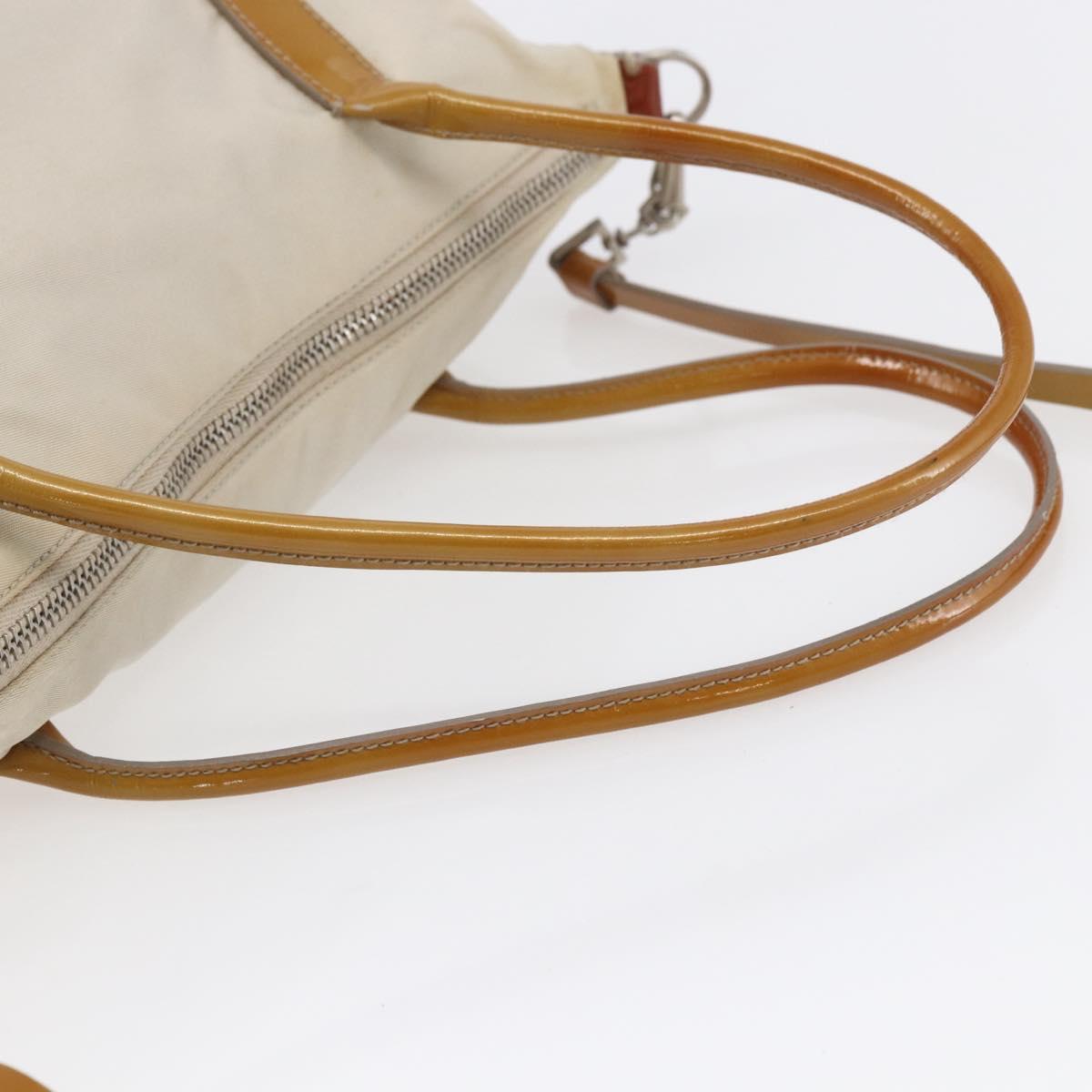 PRADA Hand Bag Nylon Enamel 2way White Silver