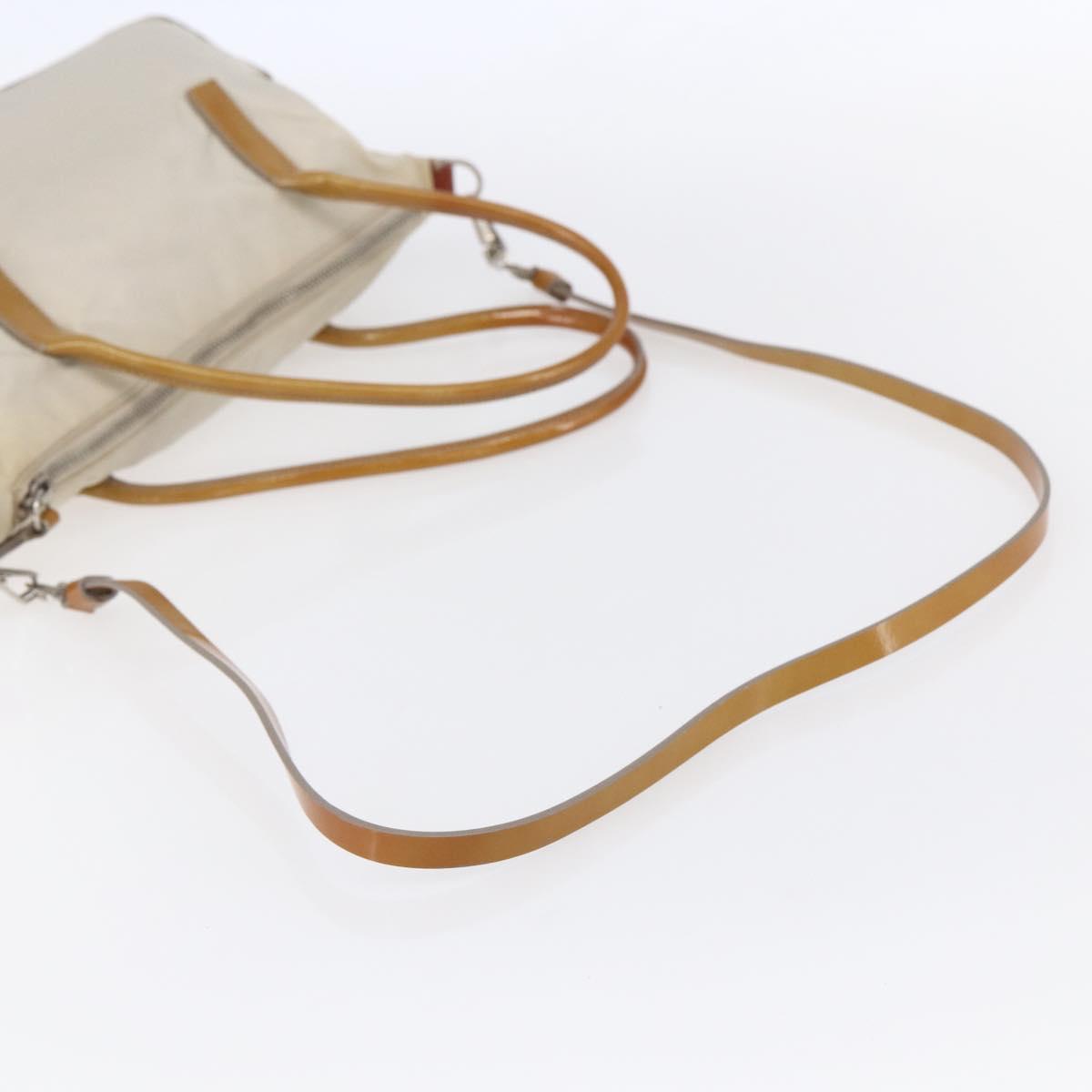 PRADA Hand Bag Nylon Enamel 2way White Silver