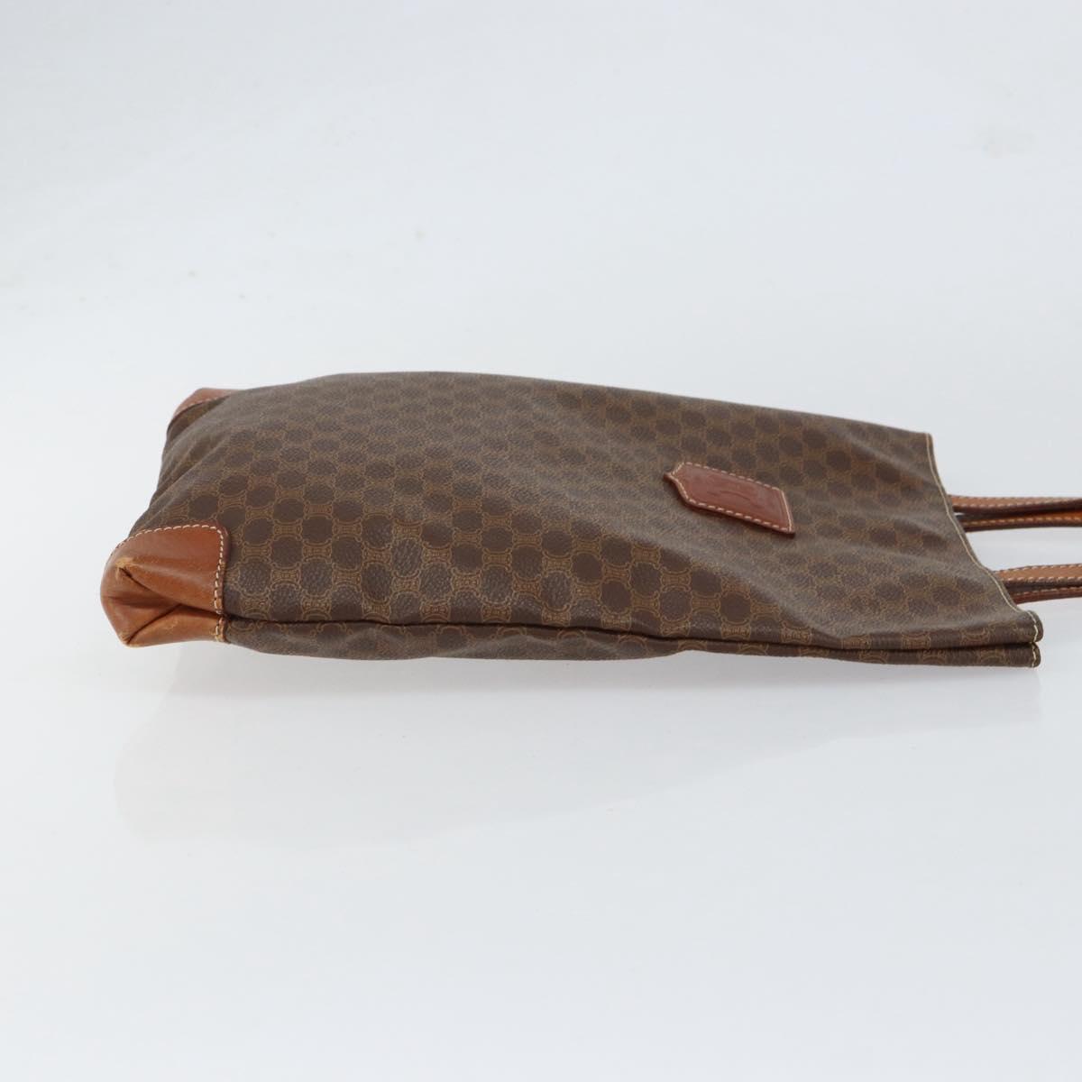 CELINE Macadam Canvas Hand Bag PVC Leather Brown Gold