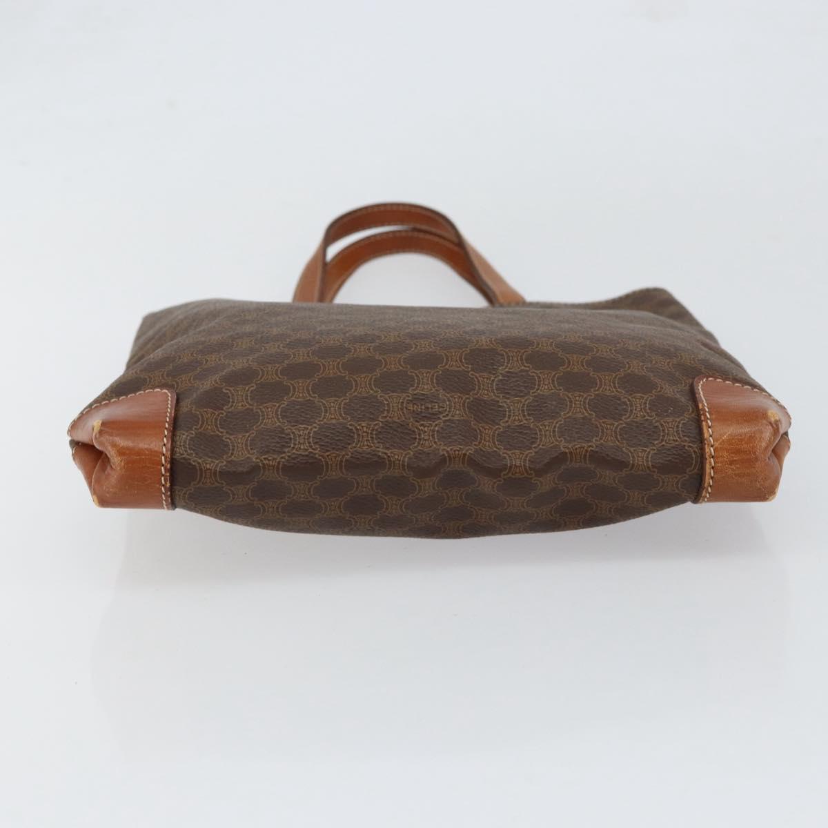 CELINE Macadam Canvas Hand Bag PVC Leather Brown Gold