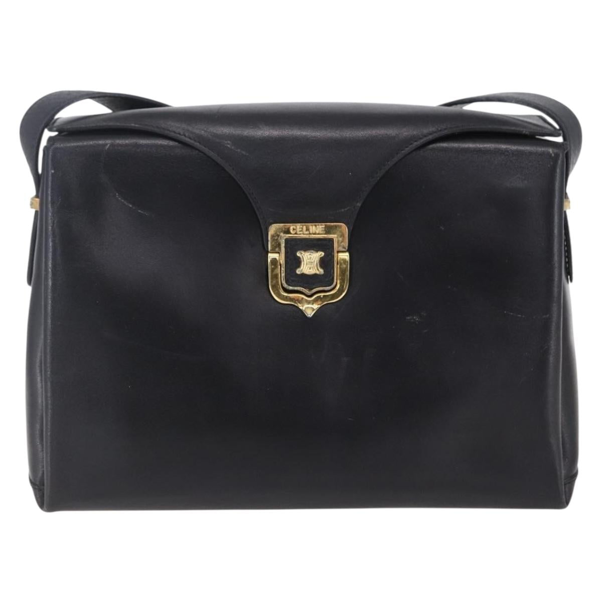 CELINE Shoulder Bag Leather Black Gold
