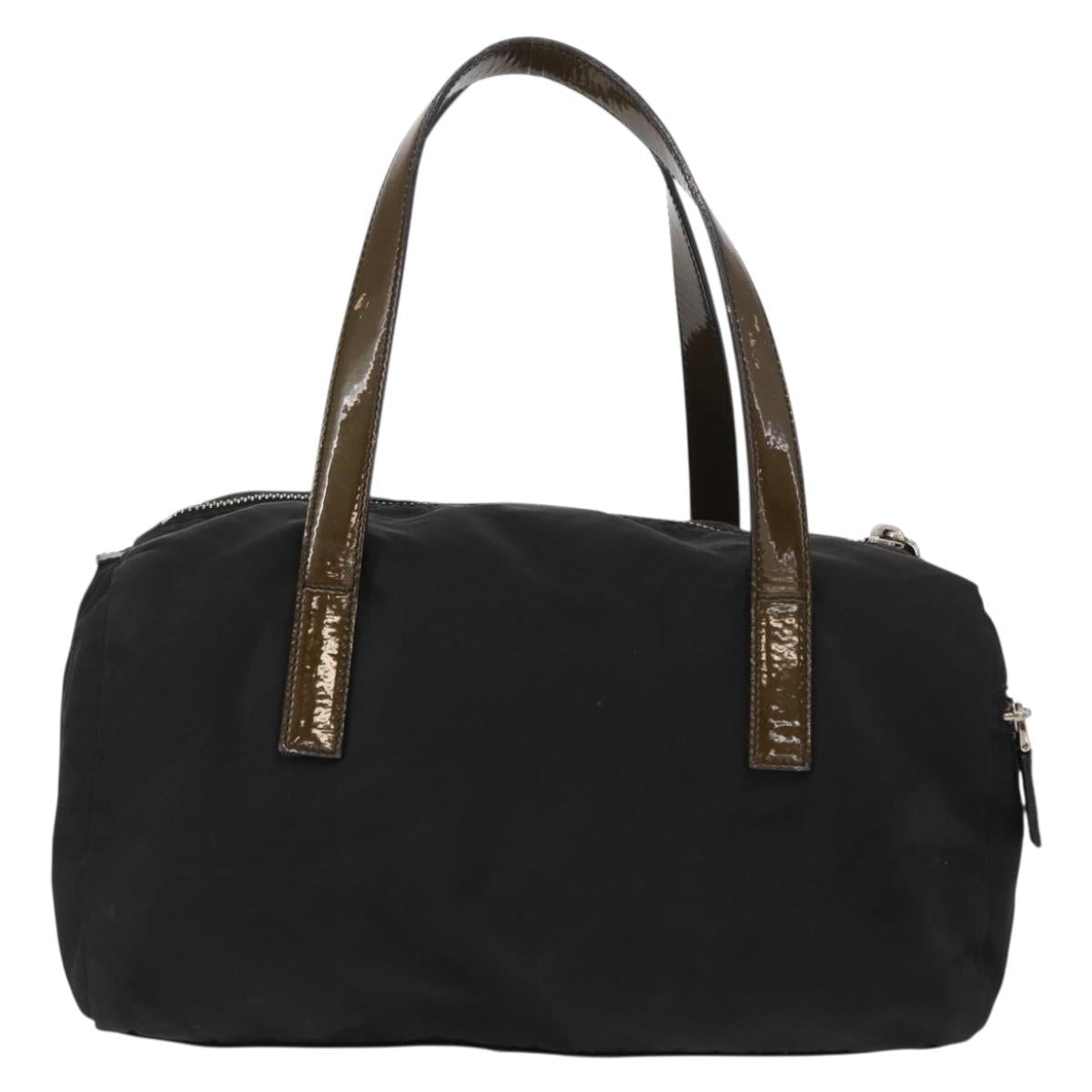 PRADA Hand Bag Nylon Black Silver