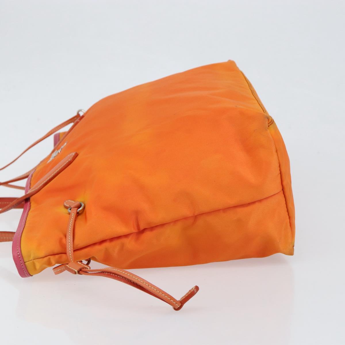 PRADA Tote Bag Nylon Orange Silver