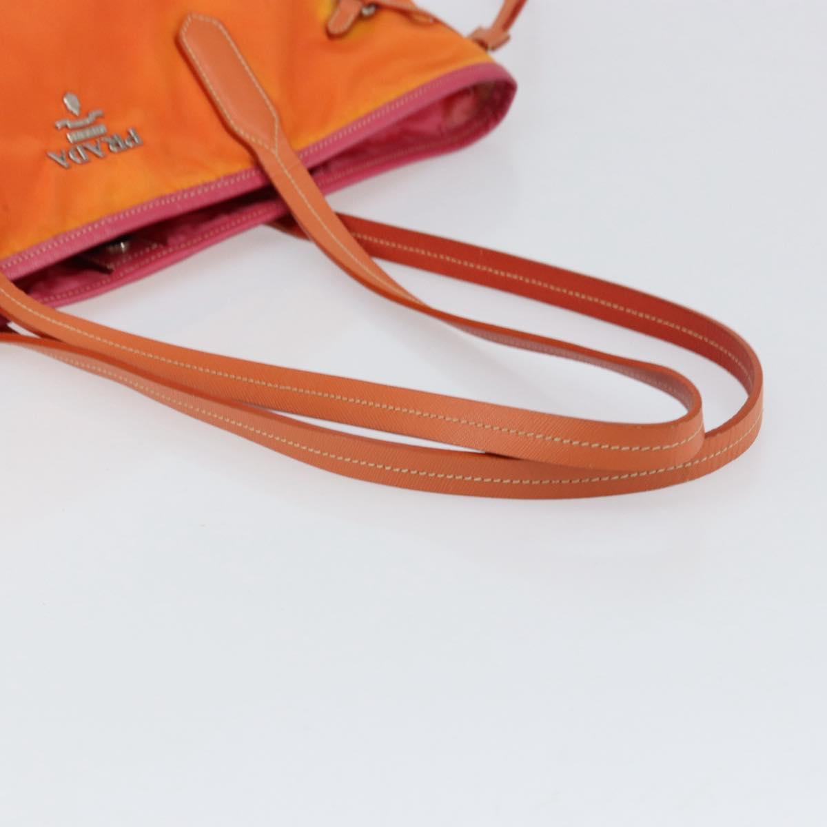 PRADA Tote Bag Nylon Orange Silver