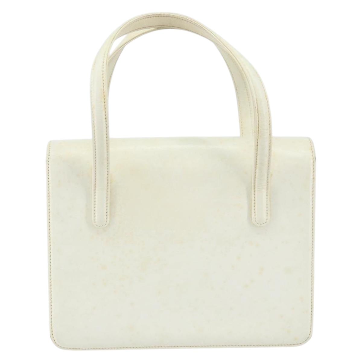 GUCCI Hand Bag Leather White Gold