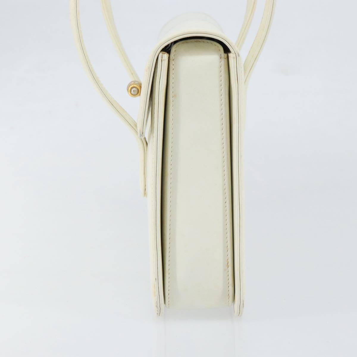 GUCCI Hand Bag Leather White Gold