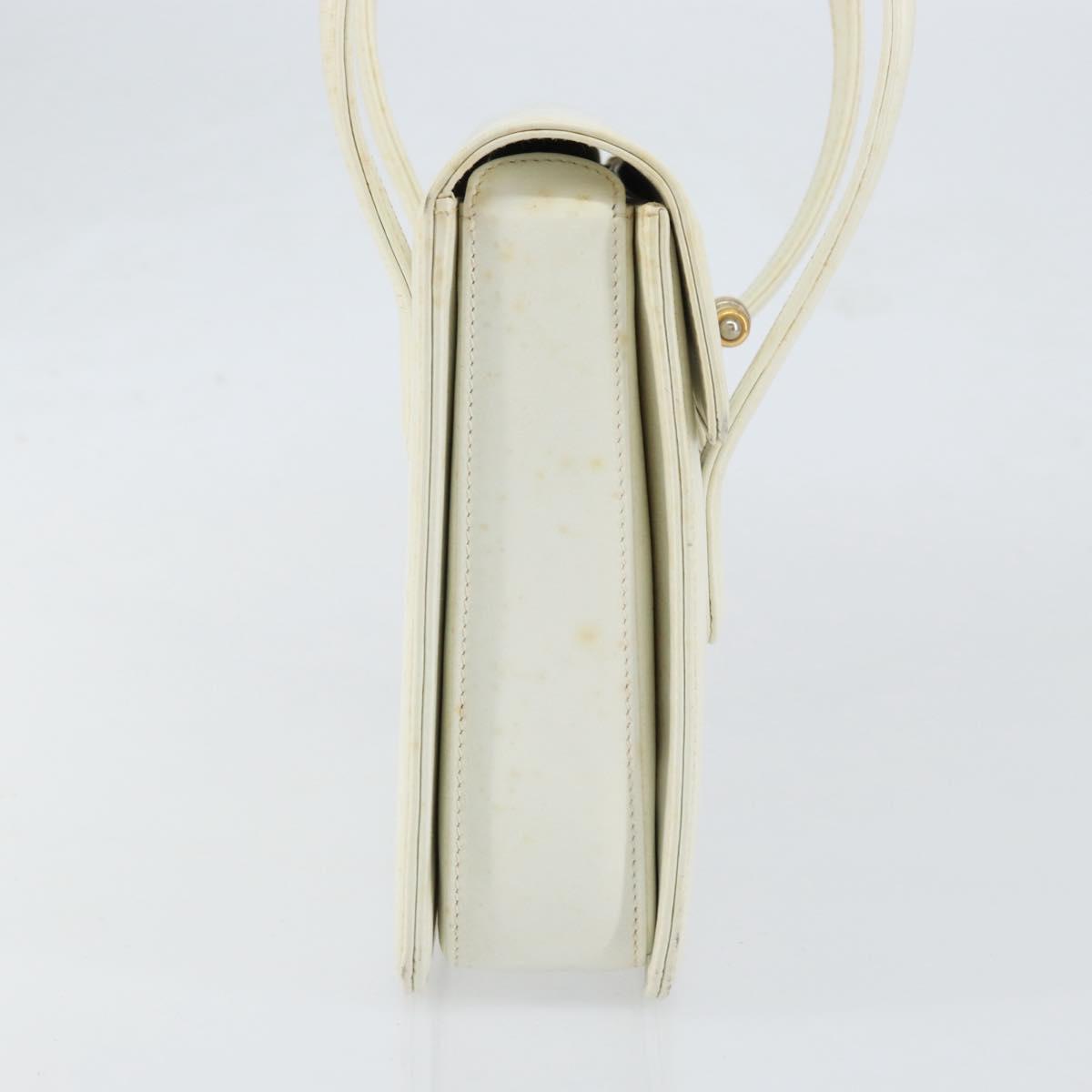 GUCCI Hand Bag Leather White Gold