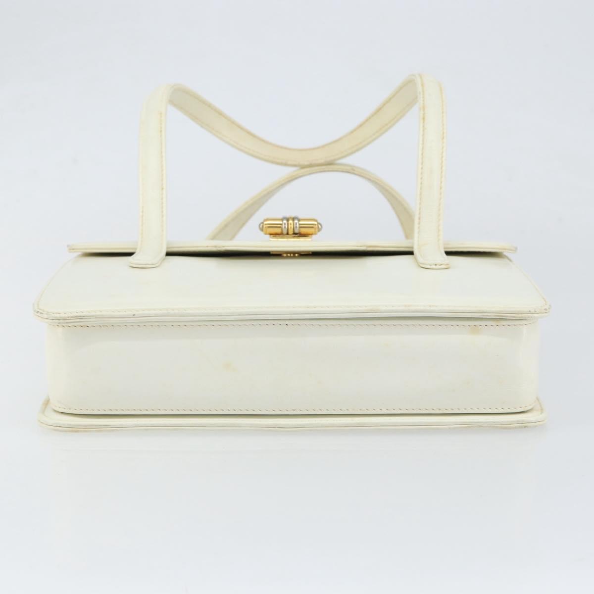 GUCCI Hand Bag Leather White Gold