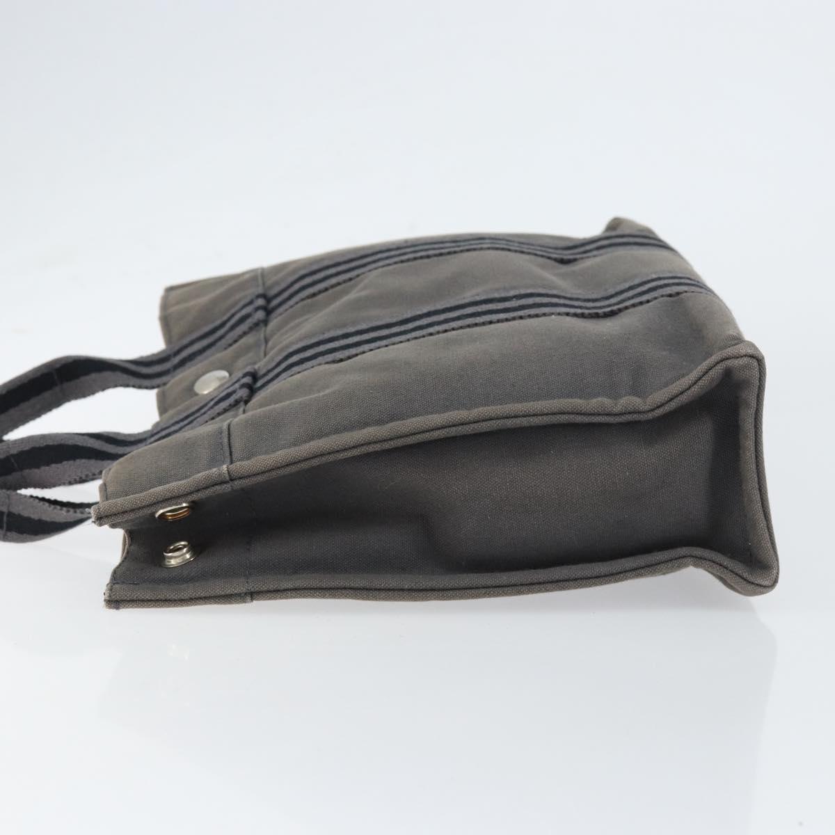 HERMES Fourre ToutPM Hand Bag Canvas Gray Silver