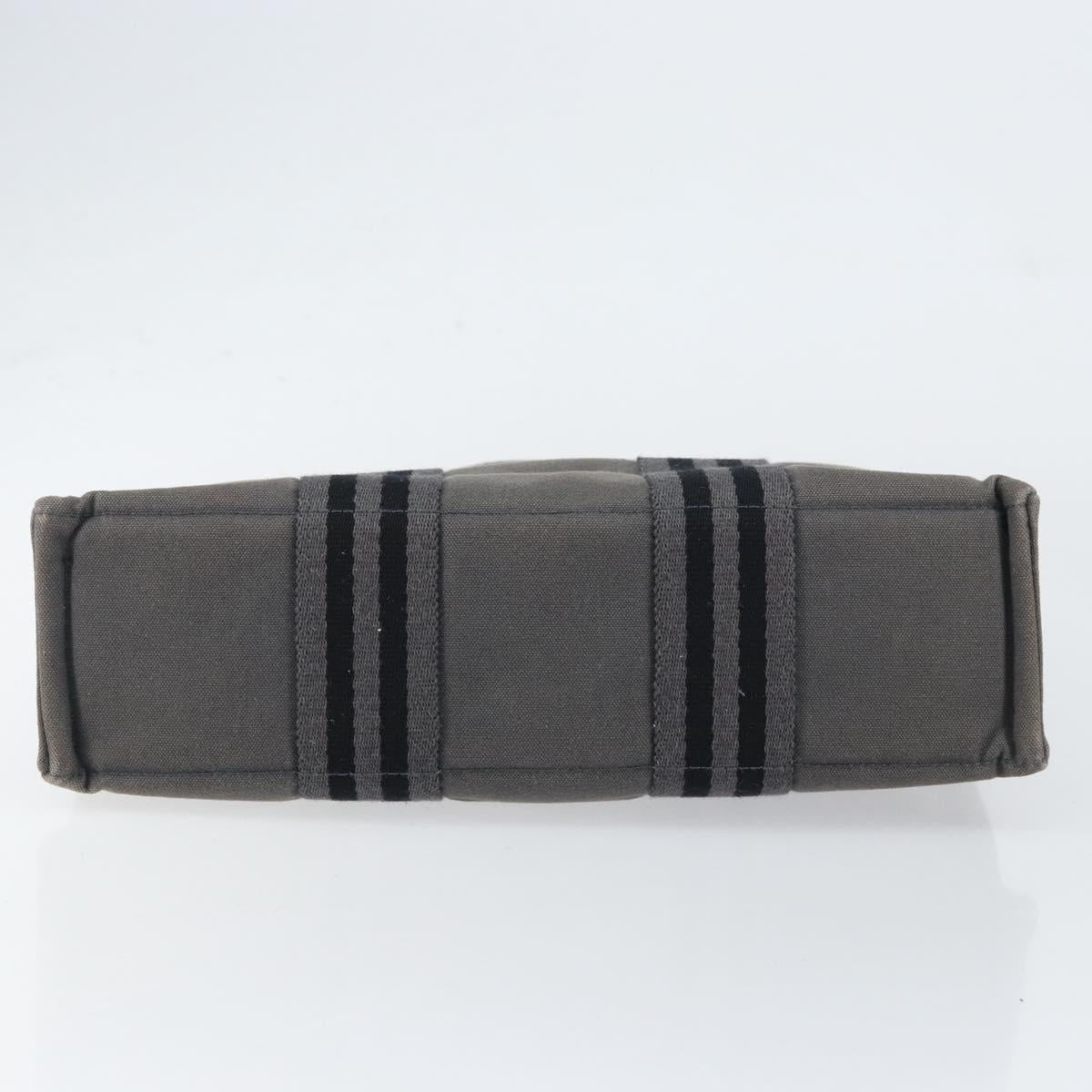 HERMES Fourre ToutPM Hand Bag Canvas Gray Silver