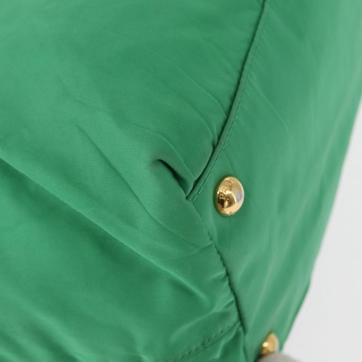 PRADA Hand Bag Nylon Green Gold