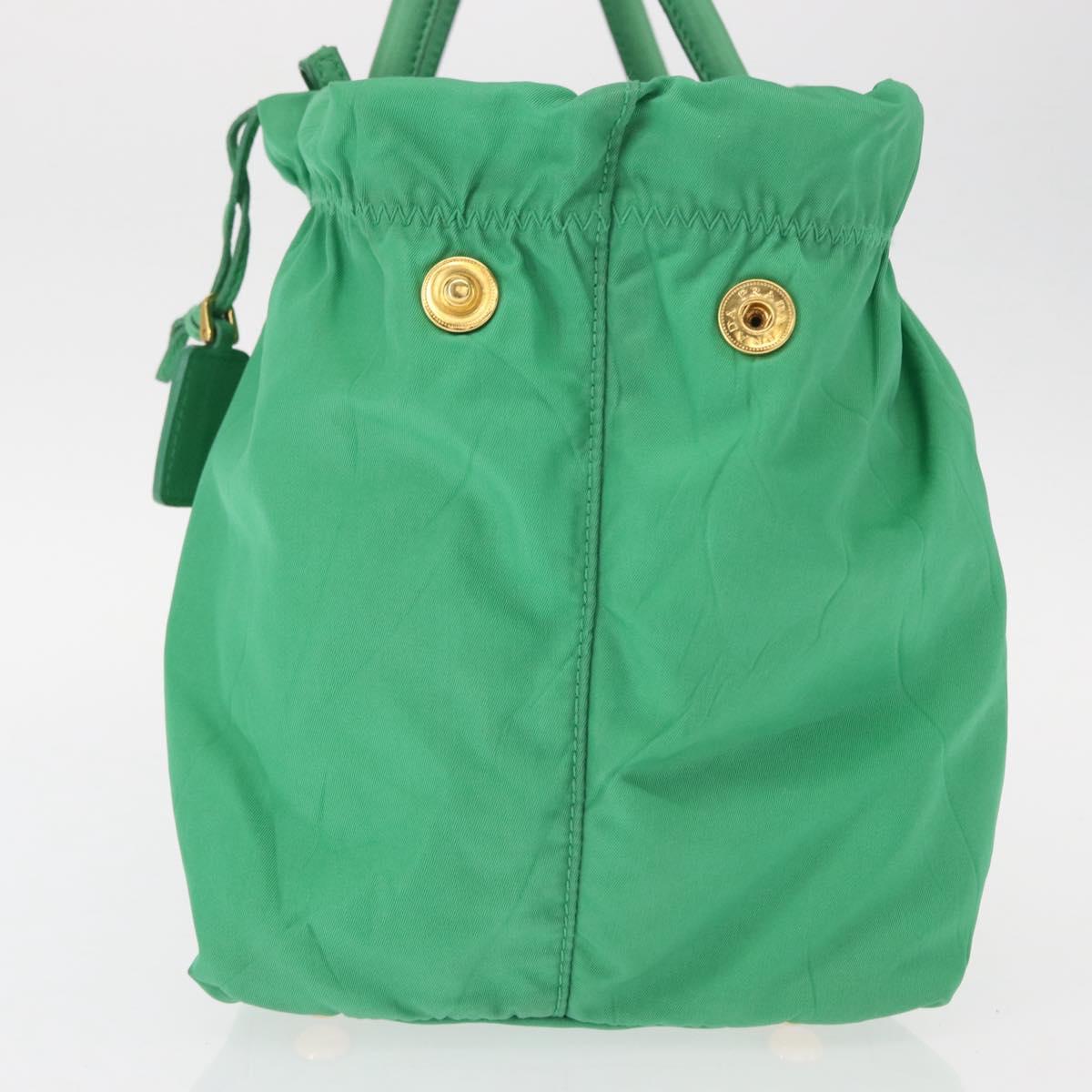 PRADA Hand Bag Nylon Green Gold