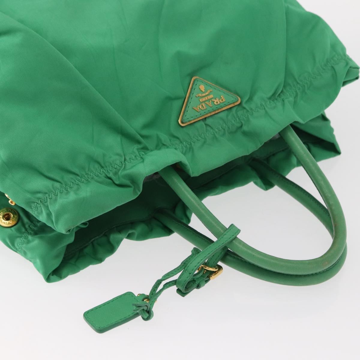 PRADA Hand Bag Nylon Green Gold