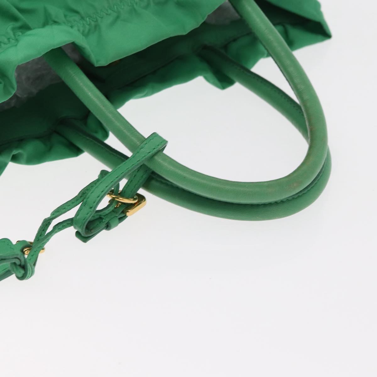 PRADA Hand Bag Nylon Green Gold