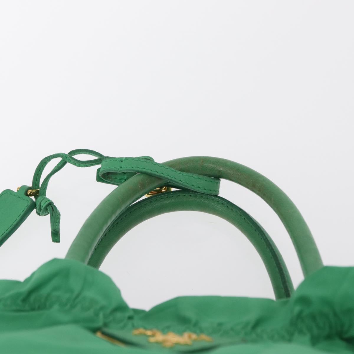 PRADA Hand Bag Nylon Green Gold