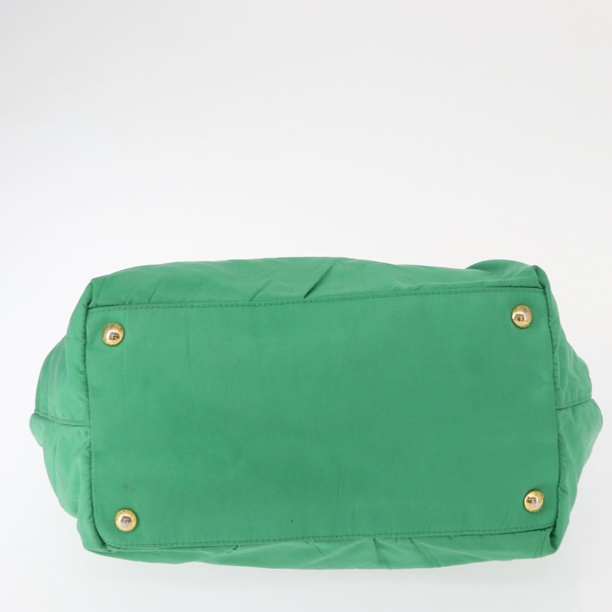 PRADA Hand Bag Nylon Green Gold
