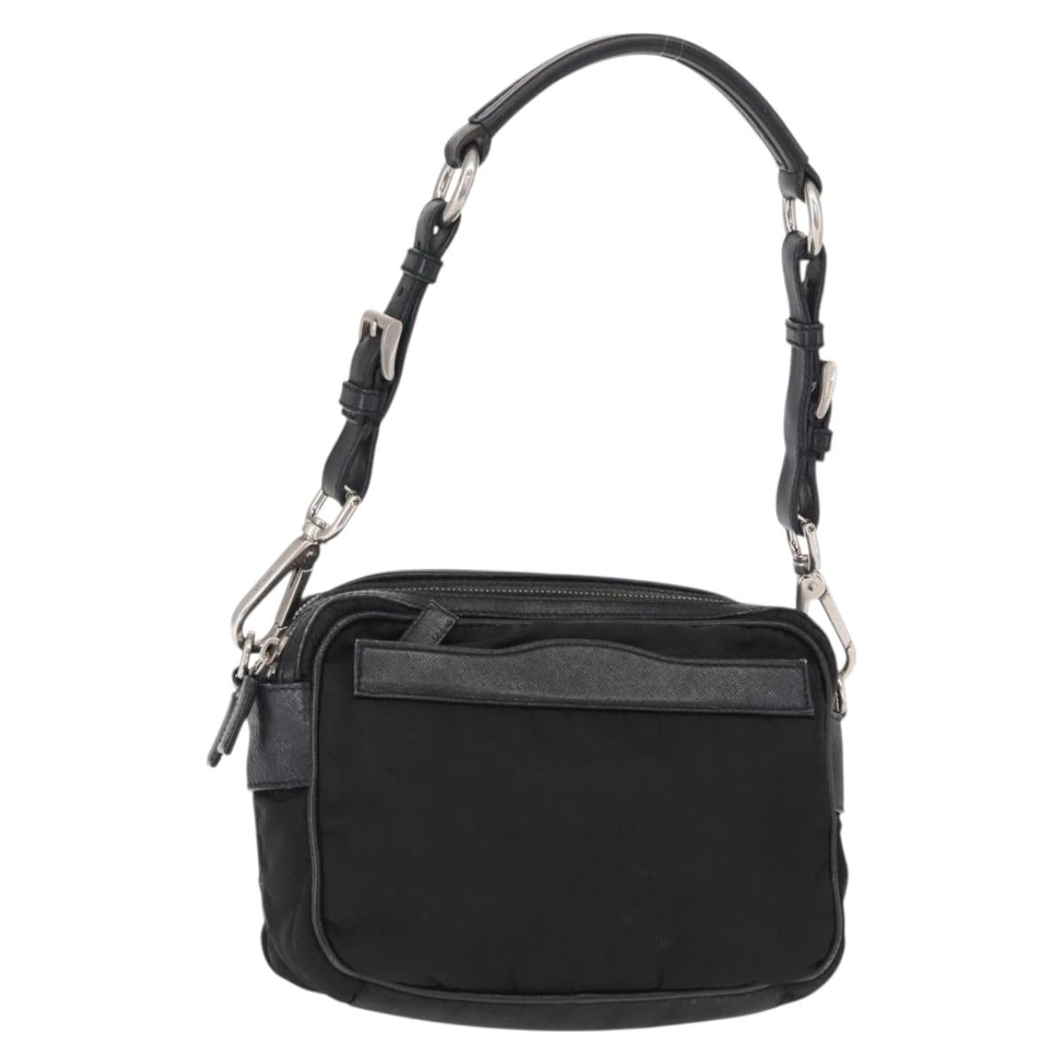 PRADA Shoulder Bag Nylon Black Silver