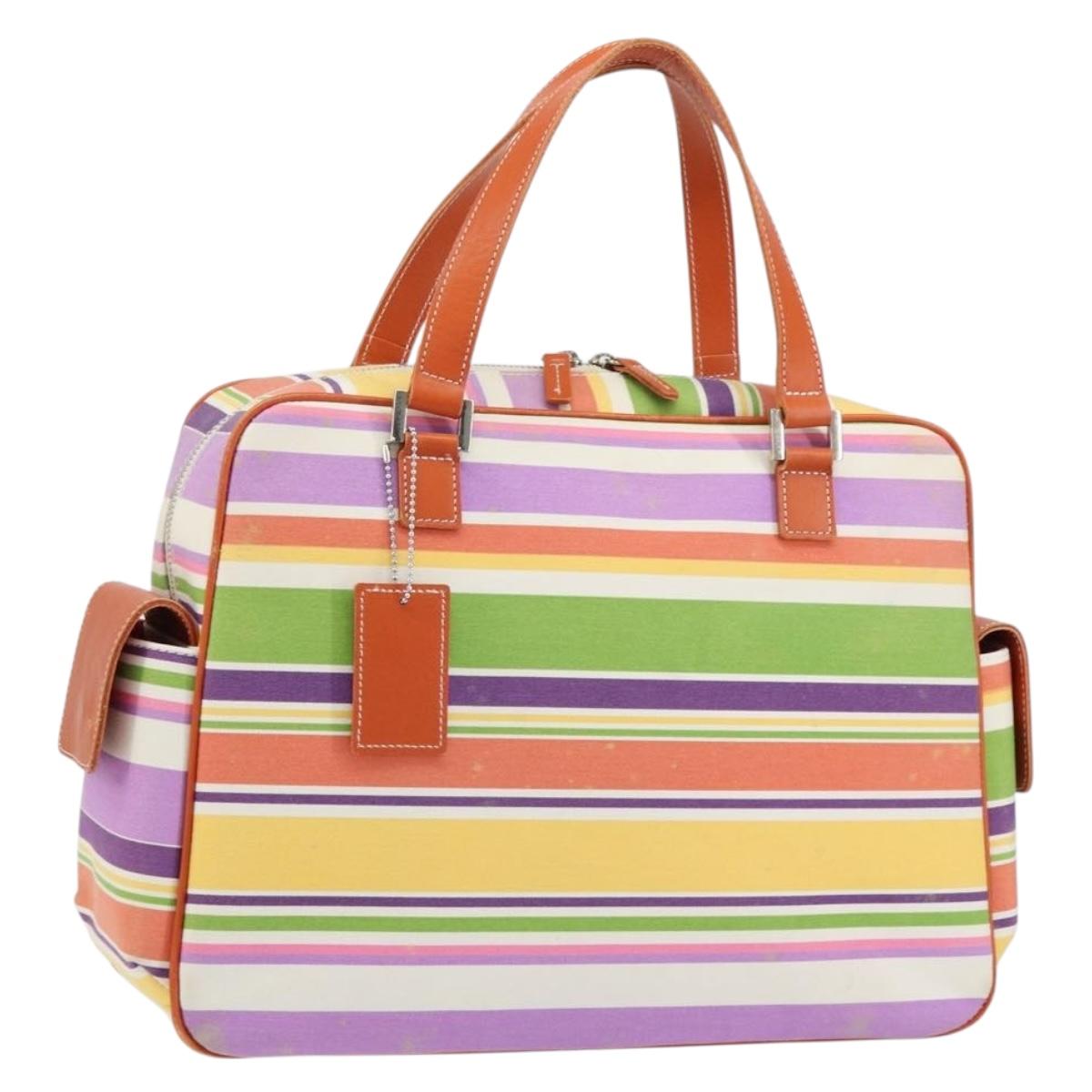 BURBERRY Blue Label Hand Bag Canvas Multicolor Silver