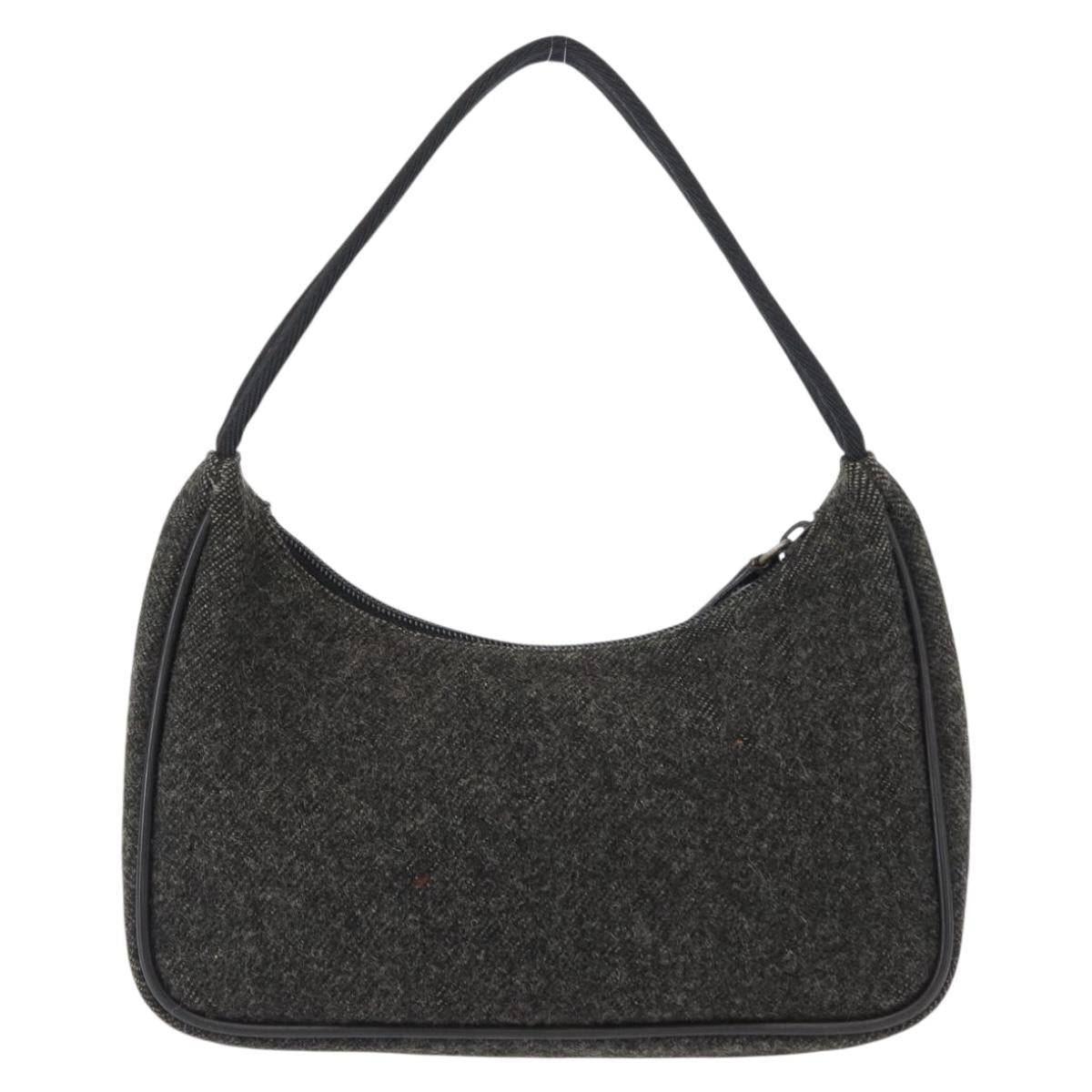 PRADA Sports Hand Bag Wool Gray Silver