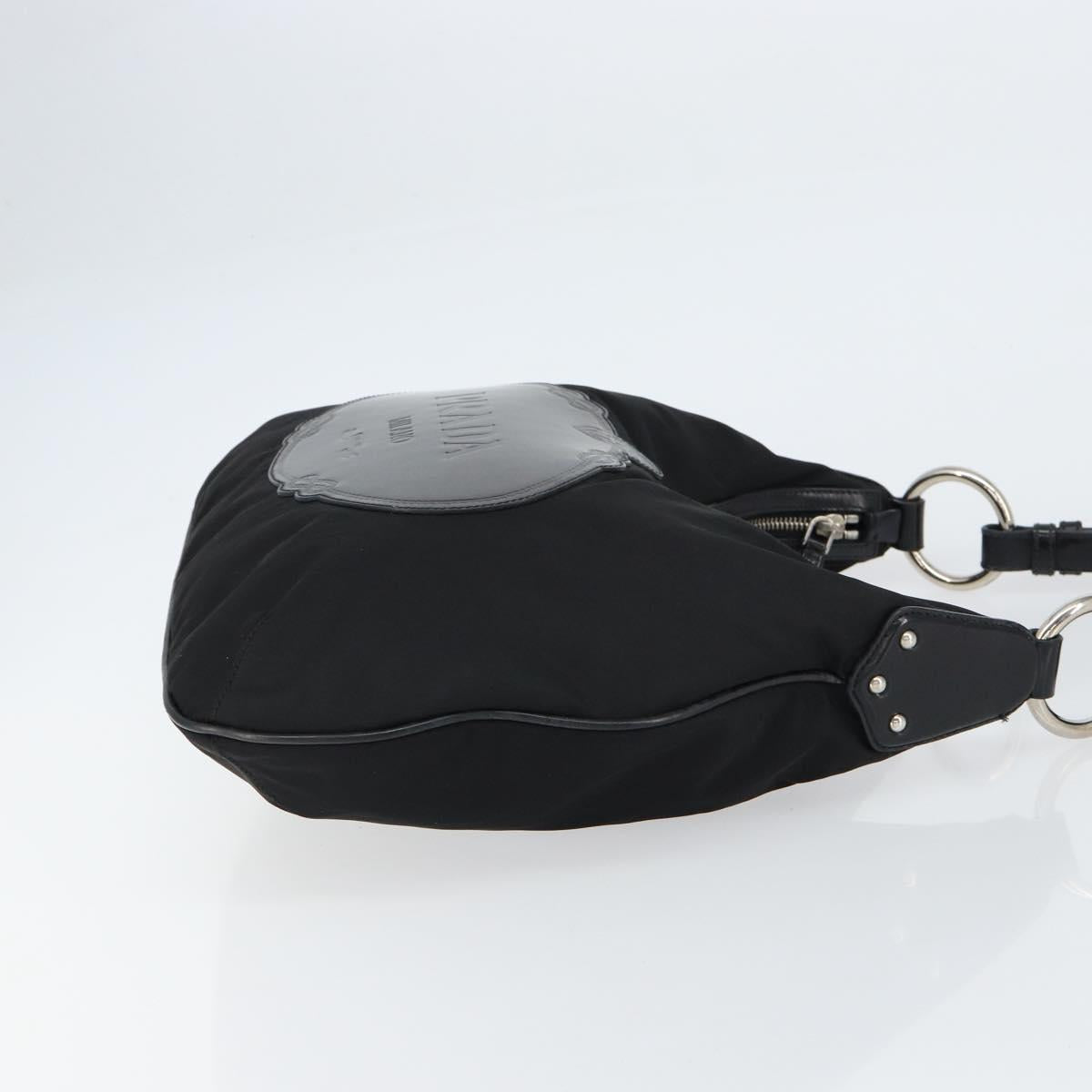 PRADA Shoulder Bag Nylon Black Silver
