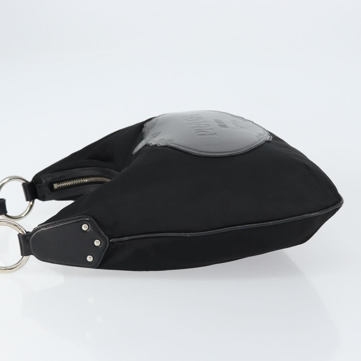 PRADA Shoulder Bag Nylon Black Silver