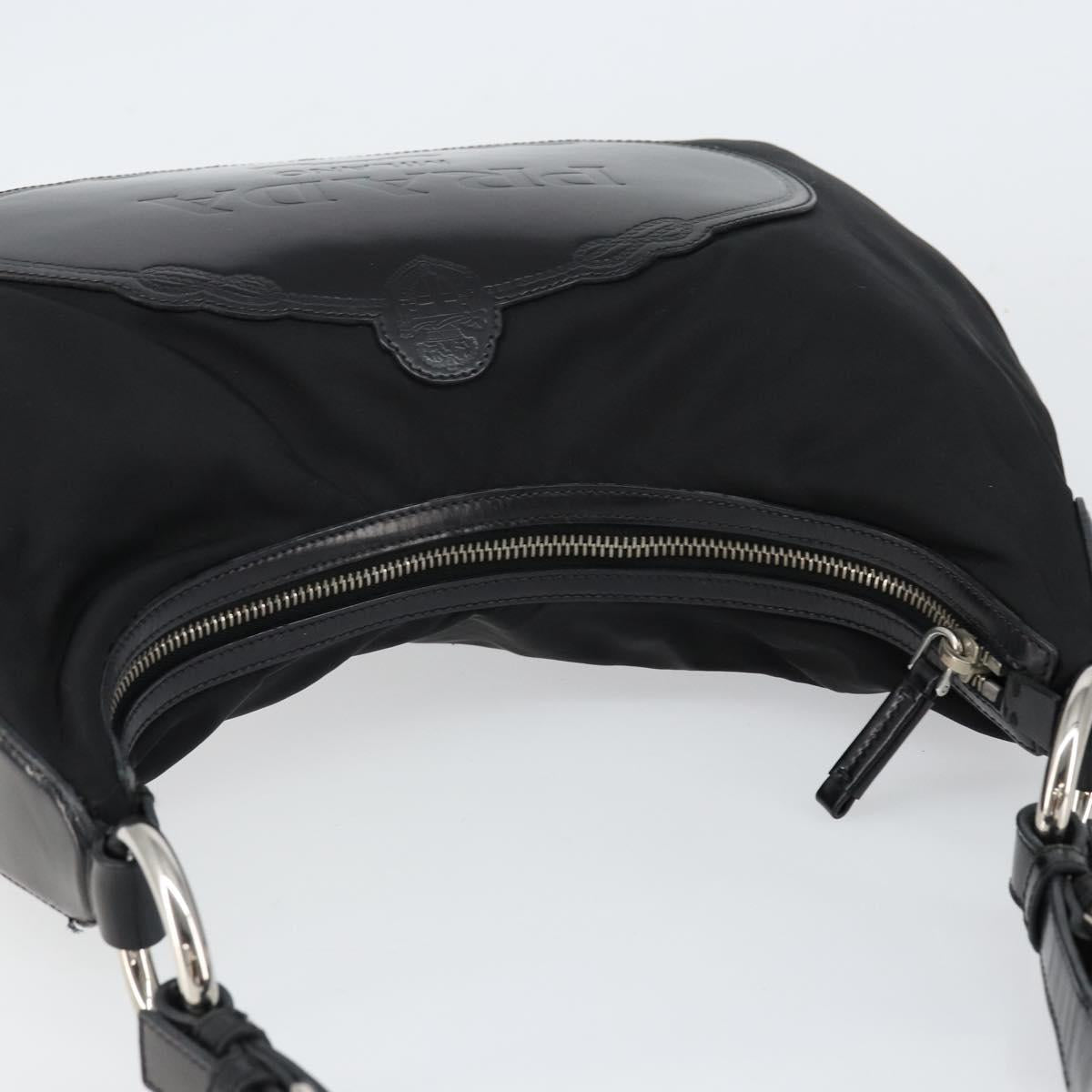 PRADA Shoulder Bag Nylon Black Silver