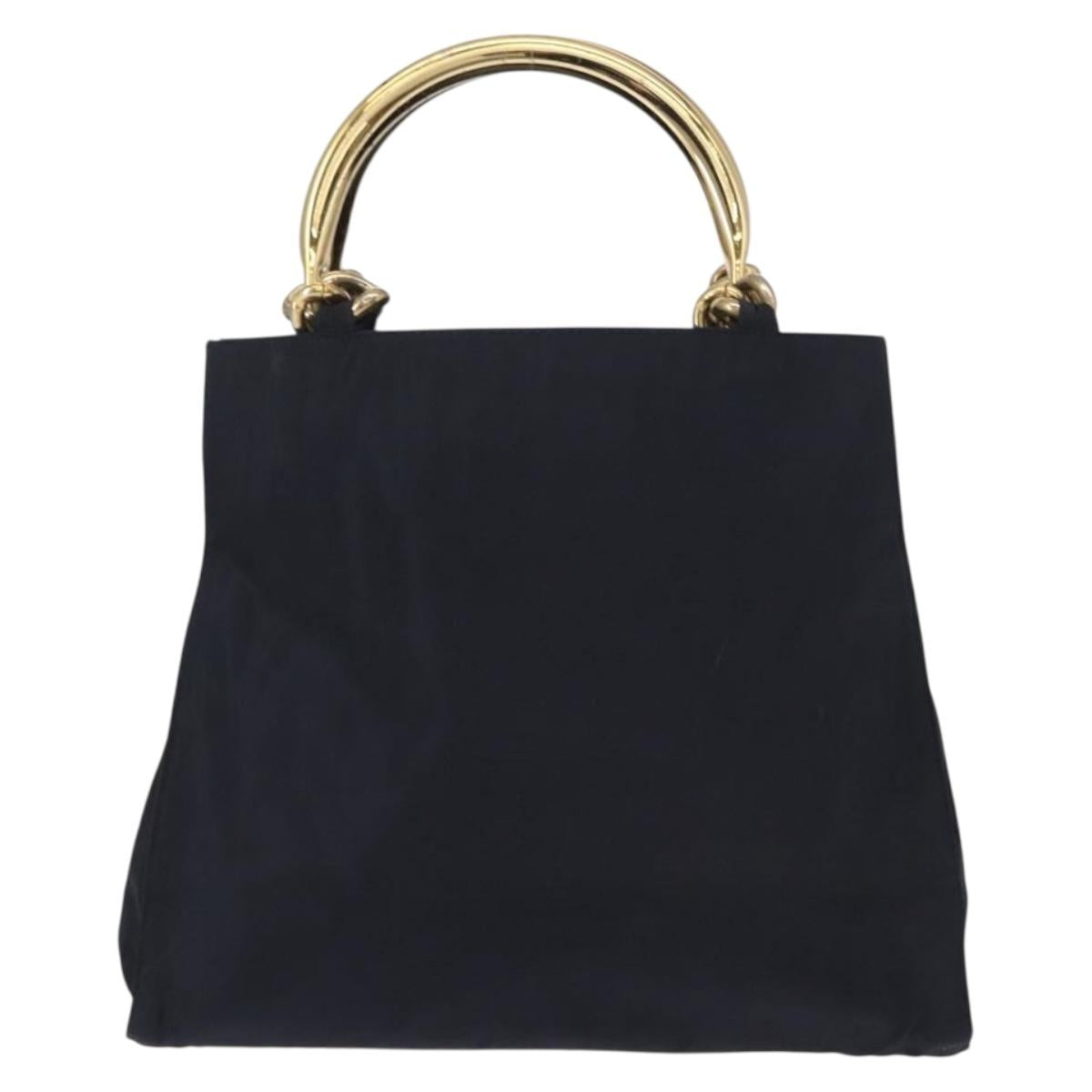 PRADA Hand Bag Nylon Navy Gold