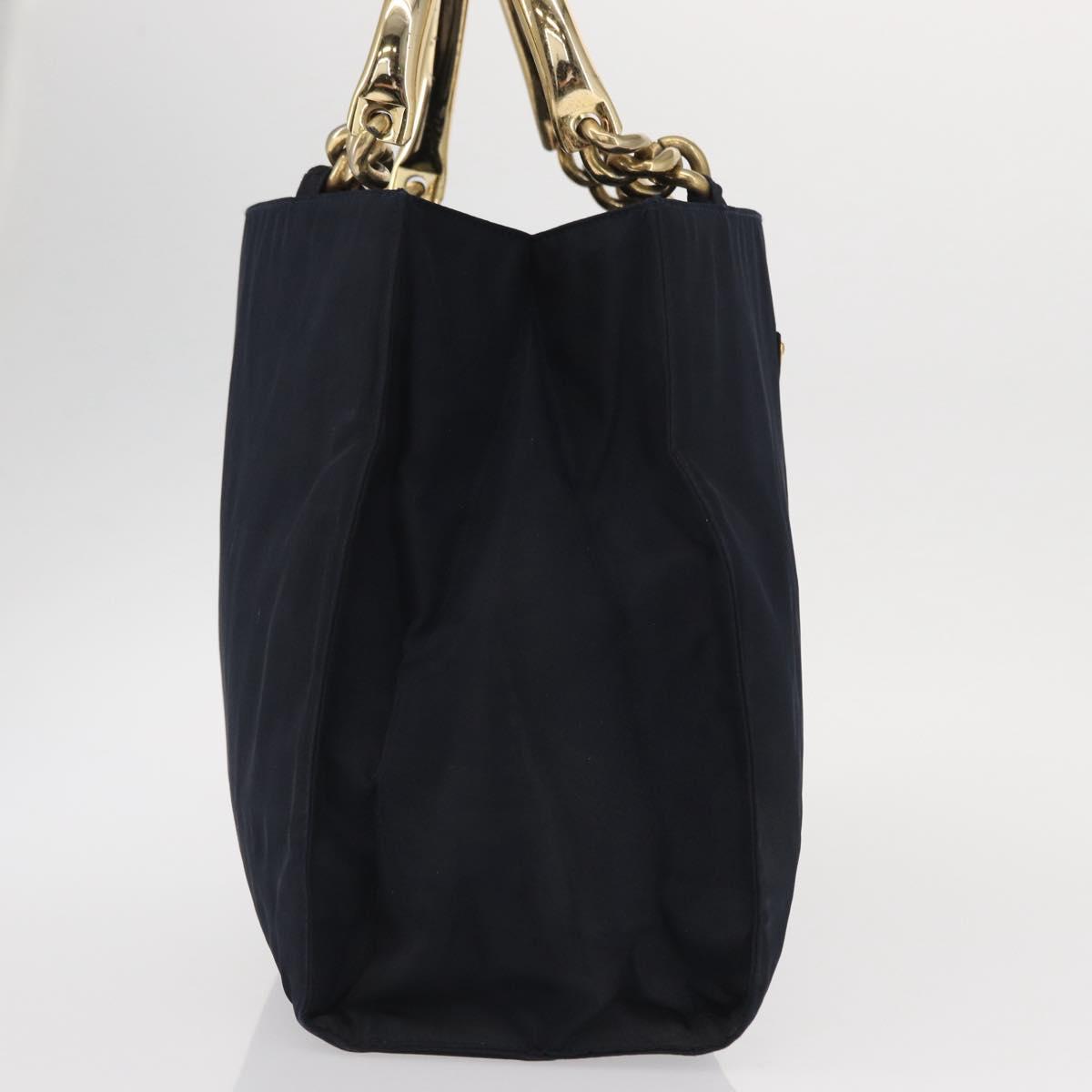 PRADA Hand Bag Nylon Navy Gold
