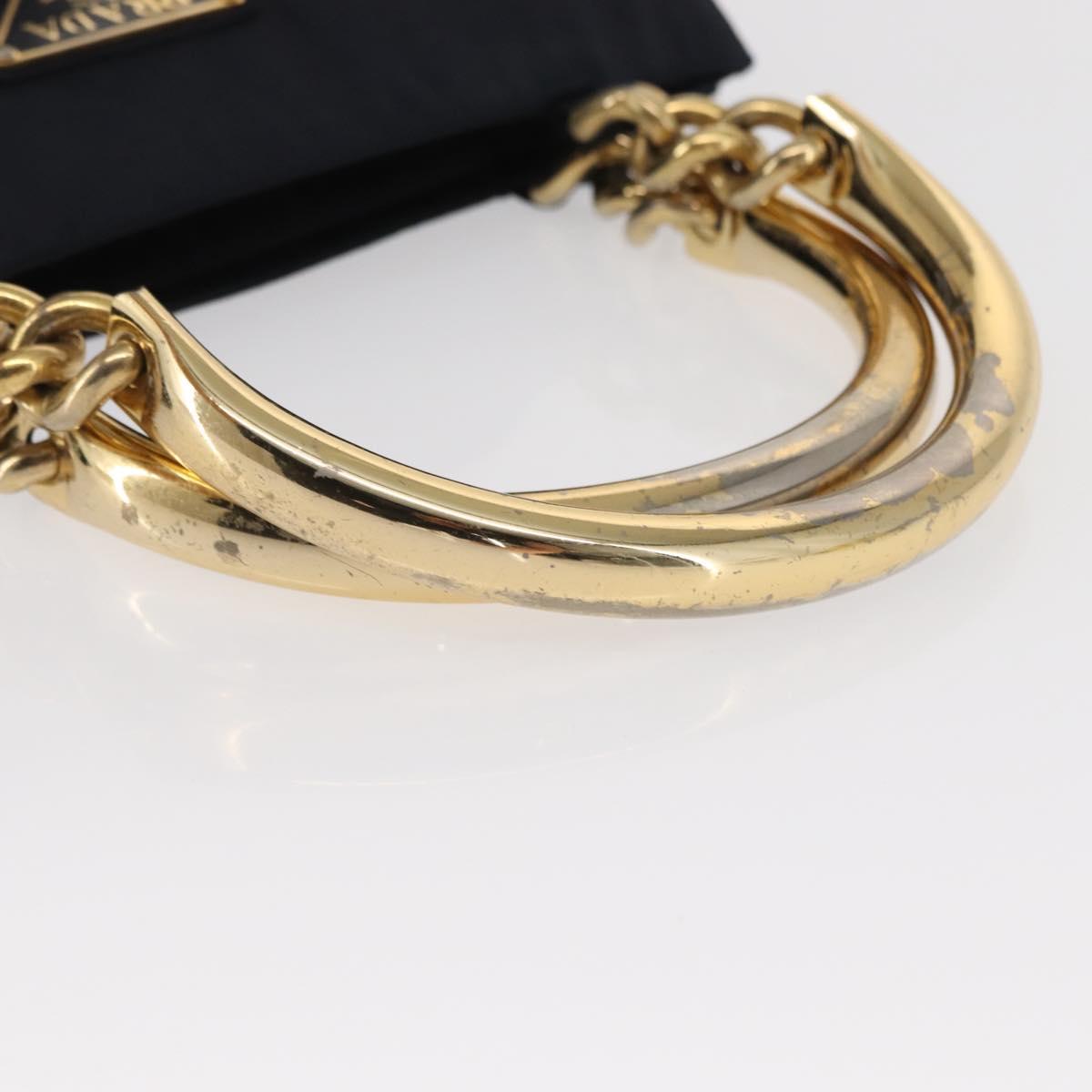 PRADA Hand Bag Nylon Navy Gold