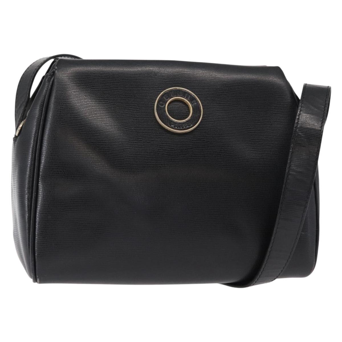 CELINE Circle Shoulder Bag Leather Black Gold