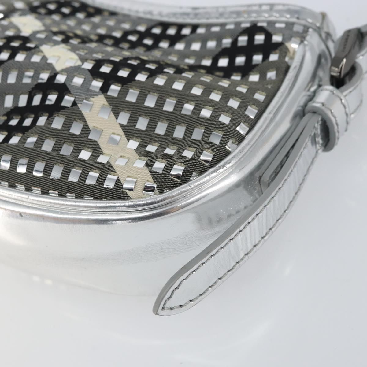 BURBERRY Nova Check Shoulder Bag PVC Silver
