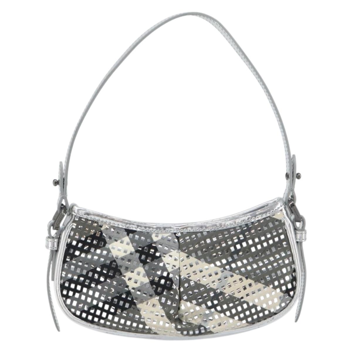 BURBERRY Nova Check Shoulder Bag PVC Silver