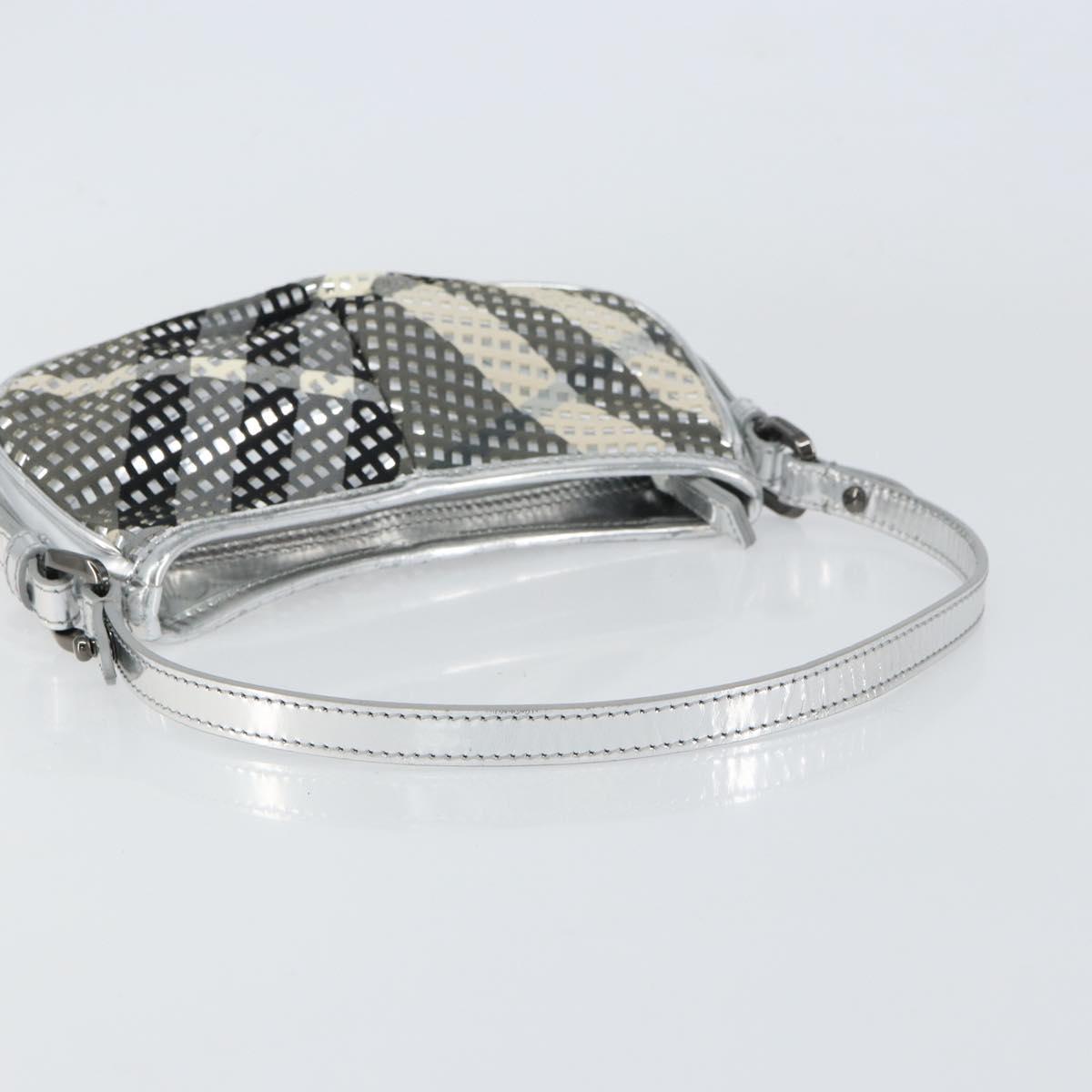 BURBERRY Nova Check Shoulder Bag PVC Silver