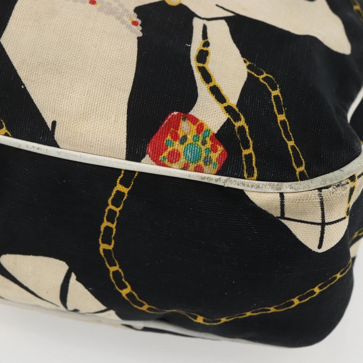 CHANEL Shoulder Bag Canvas Black Gold CC