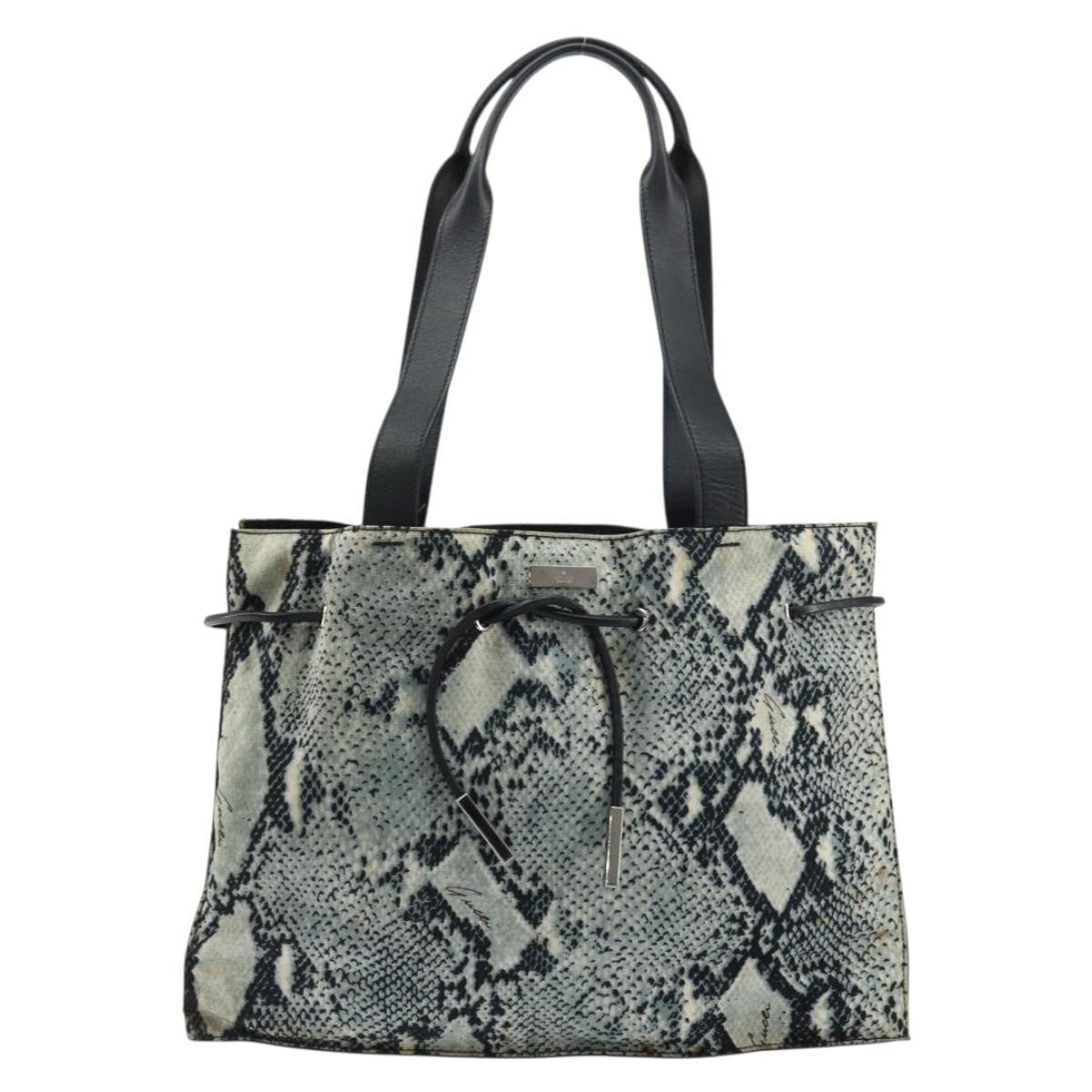 GUCCI Tote Bag Canvas Leather Black