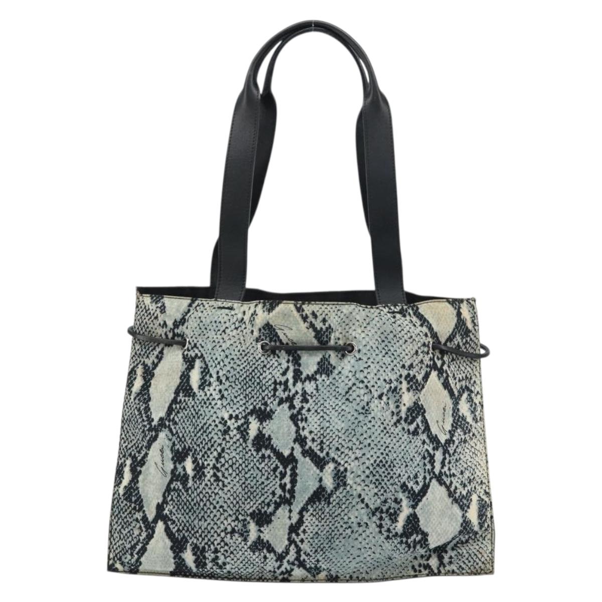 GUCCI Tote Bag Canvas Leather Black