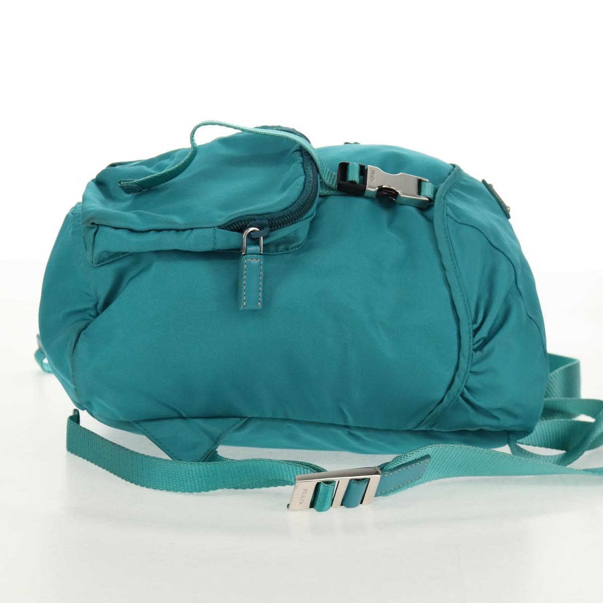 PRADA Backpack Nylon Turquoise Blue Silver