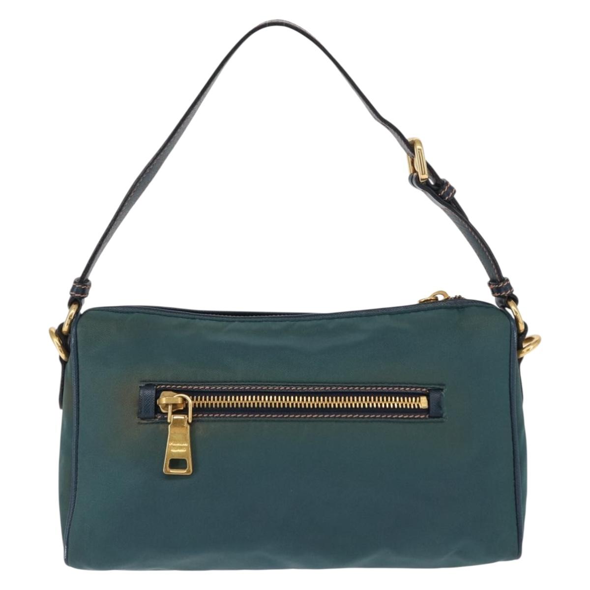 PRADA Accessory Pouch Nylon Green Gold