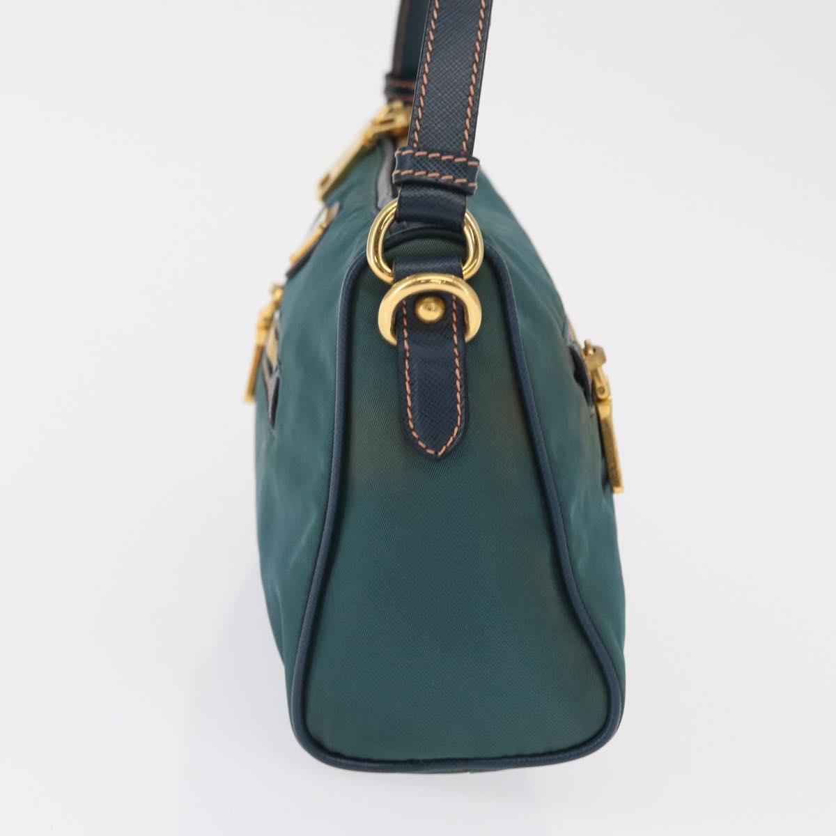 PRADA Accessory Pouch Nylon Green Gold